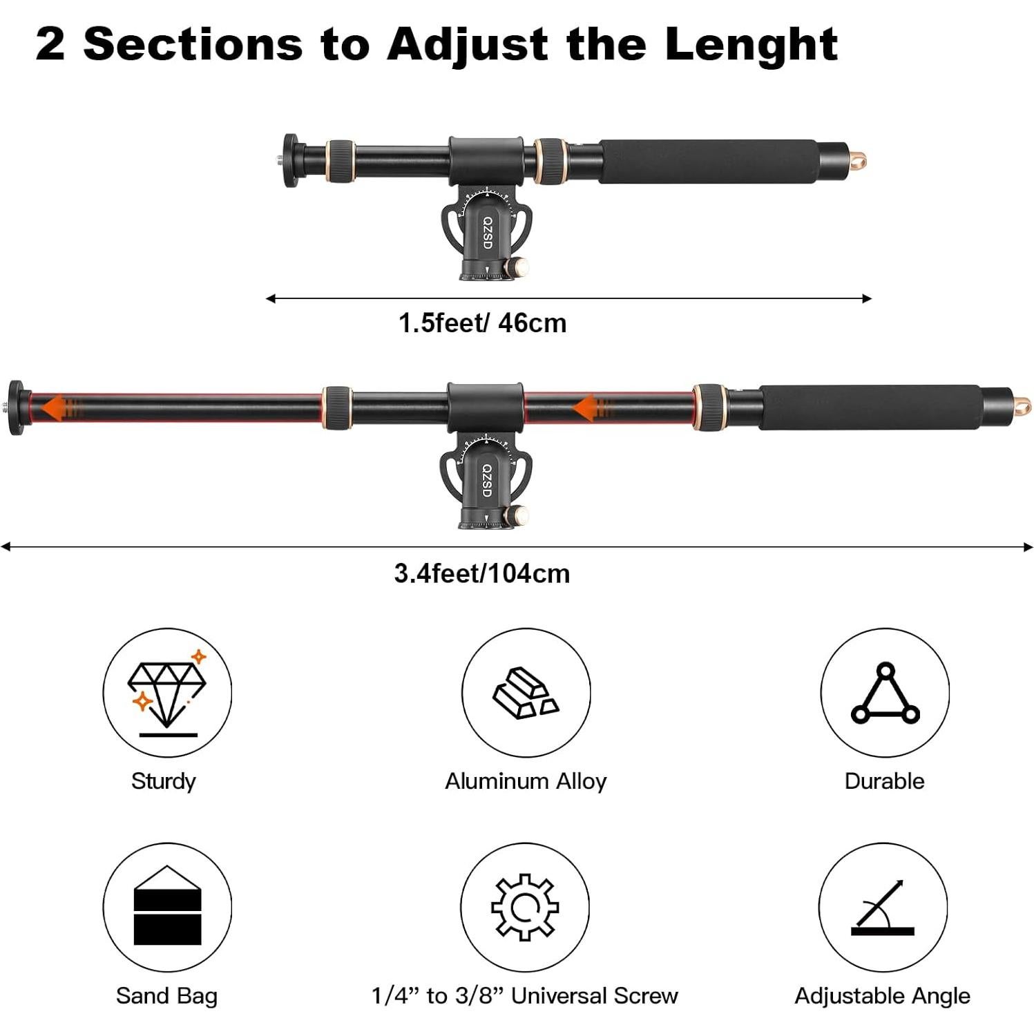Barra de Brazo Extensible Soonpho QL-02 de Aluminio 46-104 cm