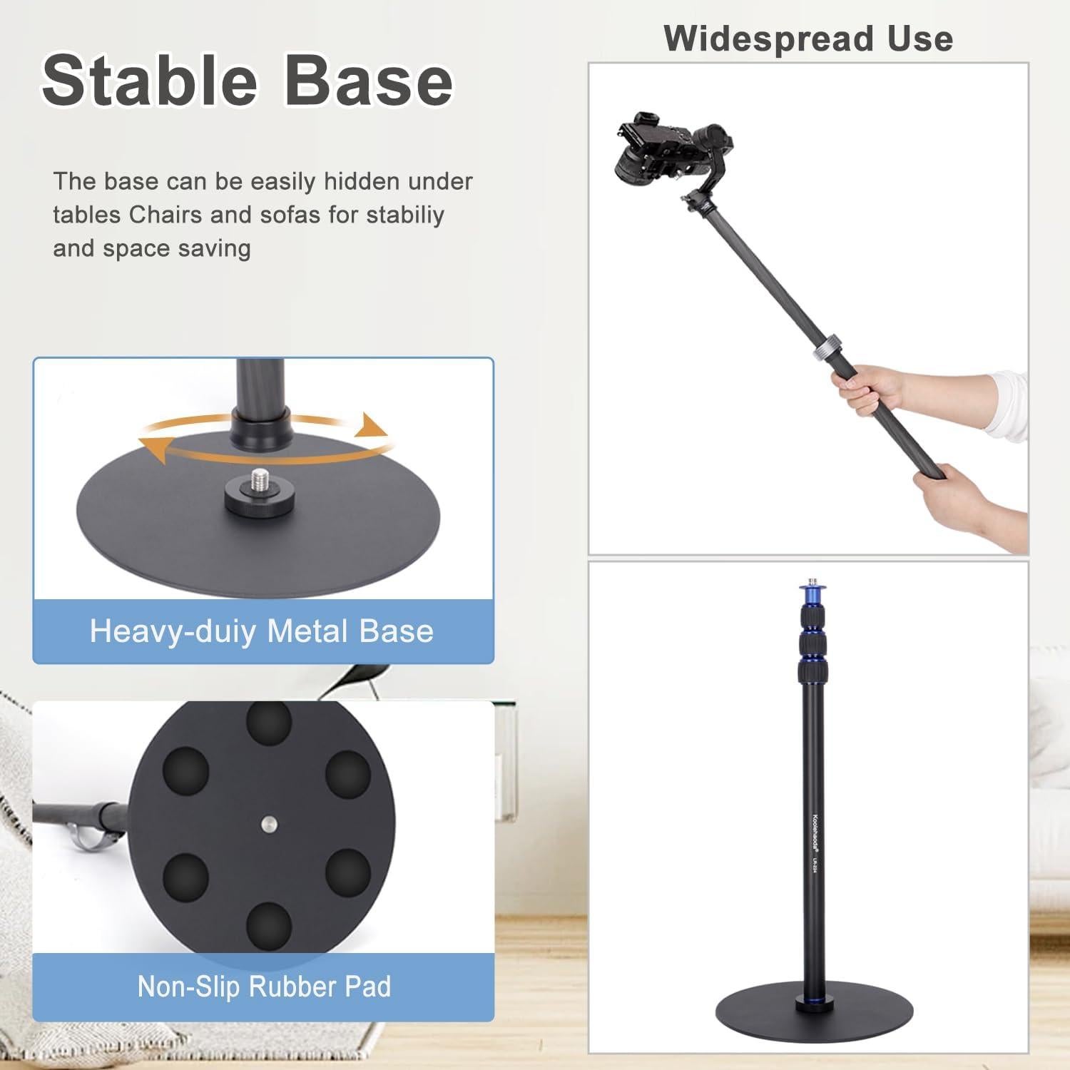 Soporte de trípode Koolehaoda ST-2070 de fibra de carbono 40.6-71.1 cm