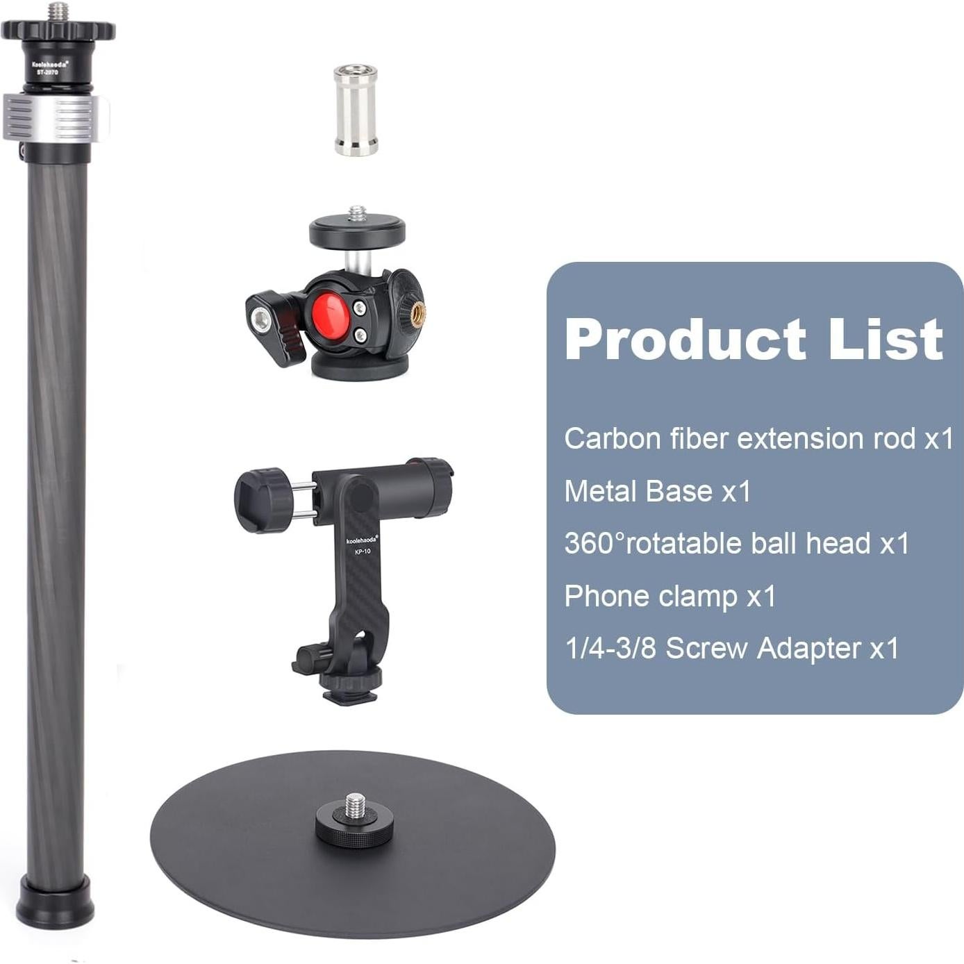 Soporte de trípode Koolehaoda ST-2070 de fibra de carbono 40.6-71.1 cm
