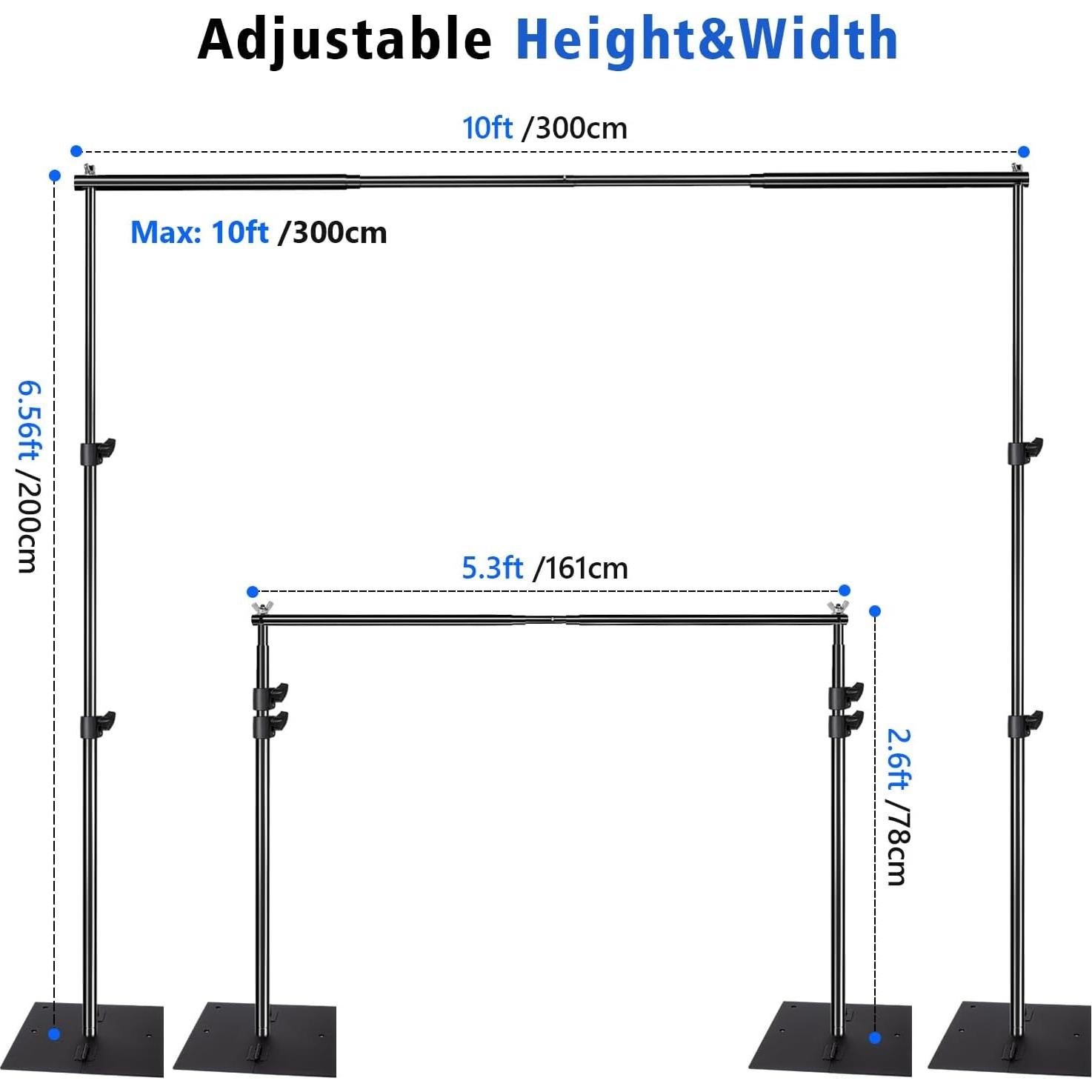 Kit Soporte Fondo Fotografía Ajustable 3.05m x 1.98m Metal