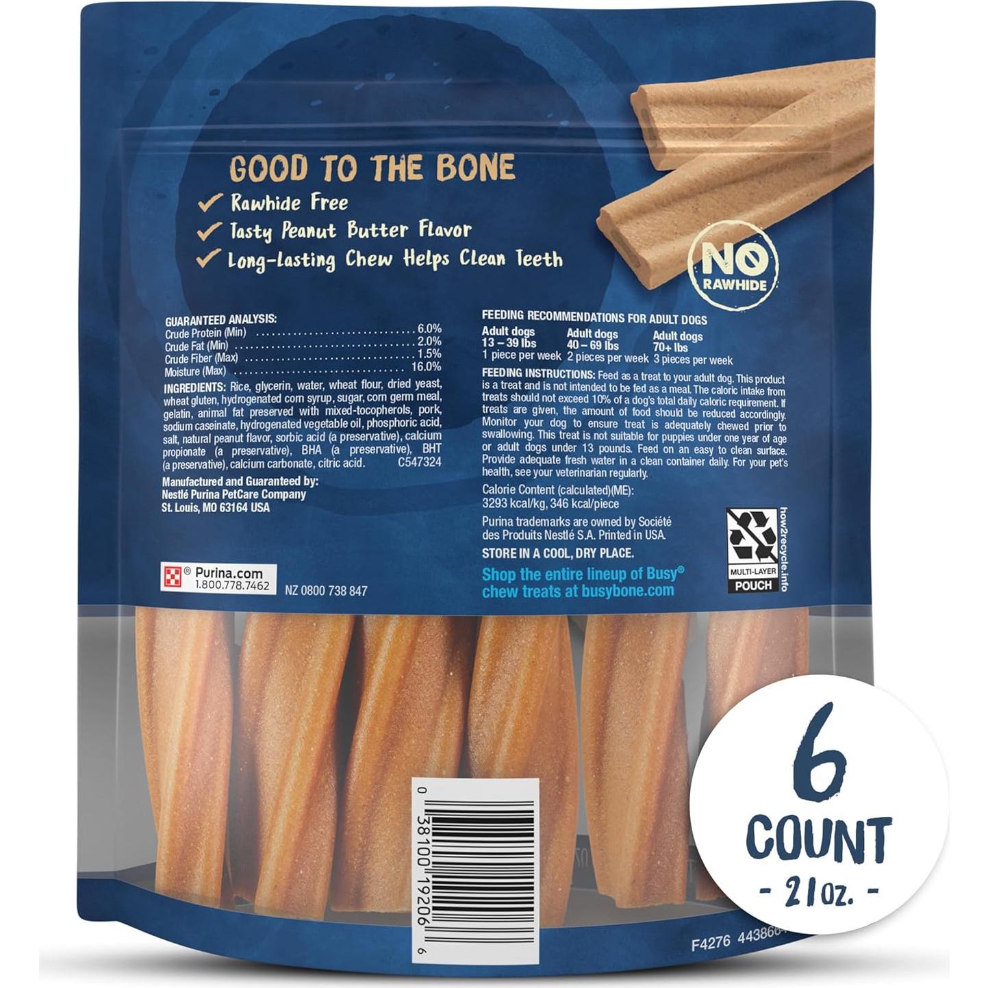 Golosinas para Perros Purina Busy Bone Mantequilla de Maní 6 Unidades