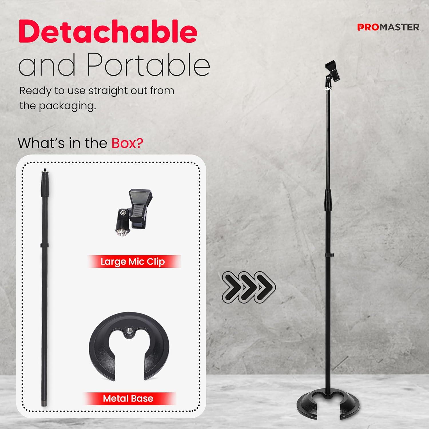 Soporte de Micrófono ProMaster Ajustable - Base Redonda Compacta