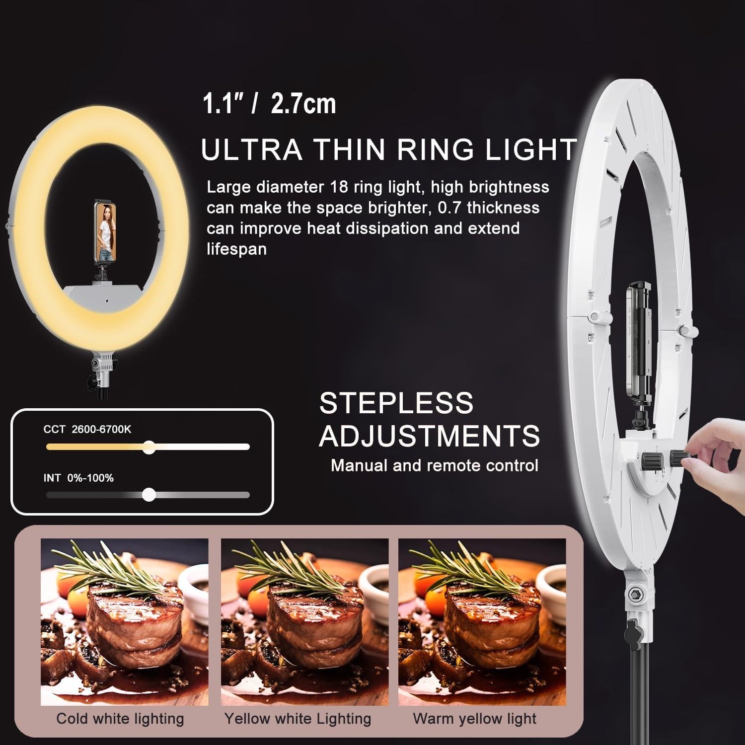 Kit de Luz de Anillo LED 18" JJ JIANJIN 55W Soporte Tripode