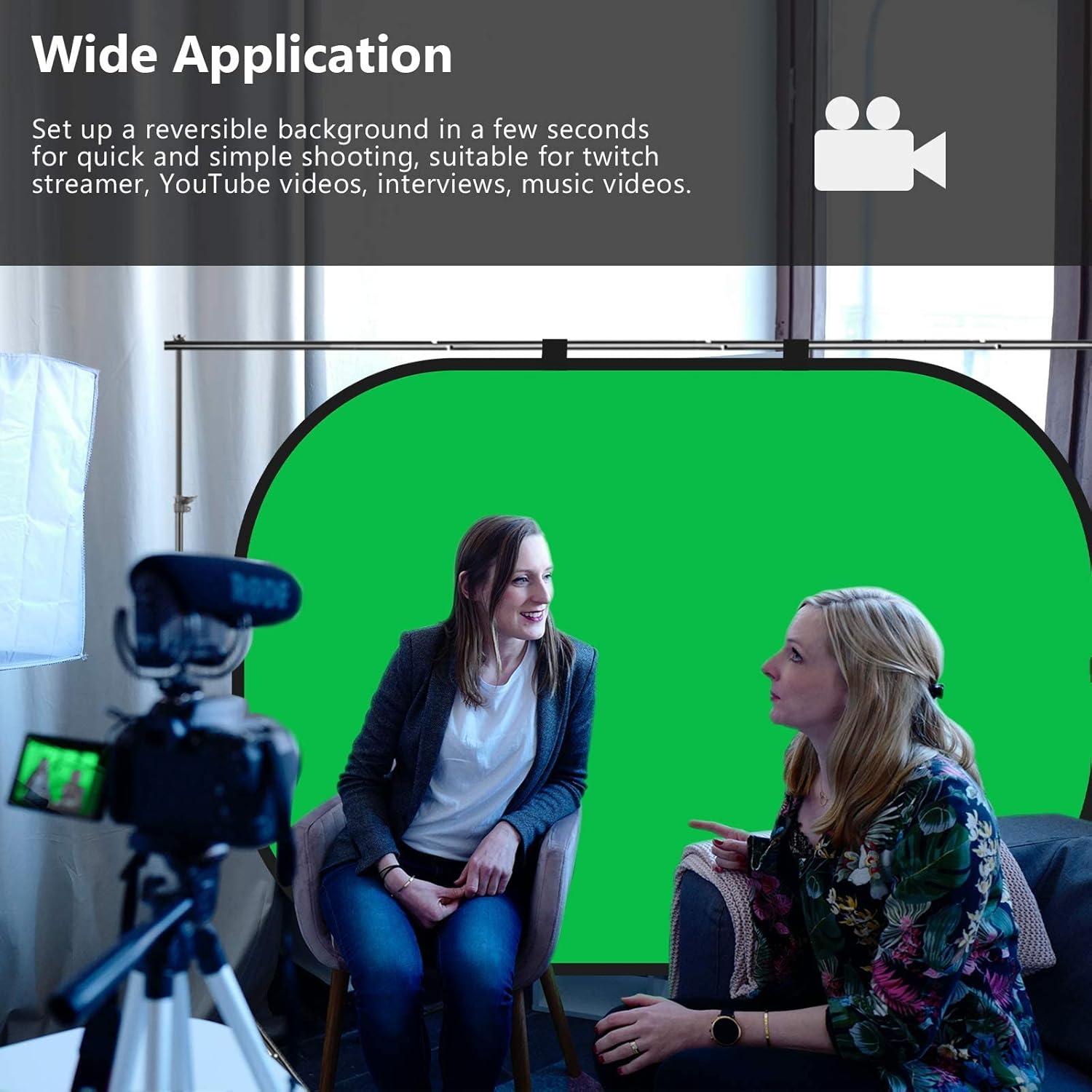 FOTOCREAT Pantalla Verde y Azul 5x6.5ft Plegable 2 en 1