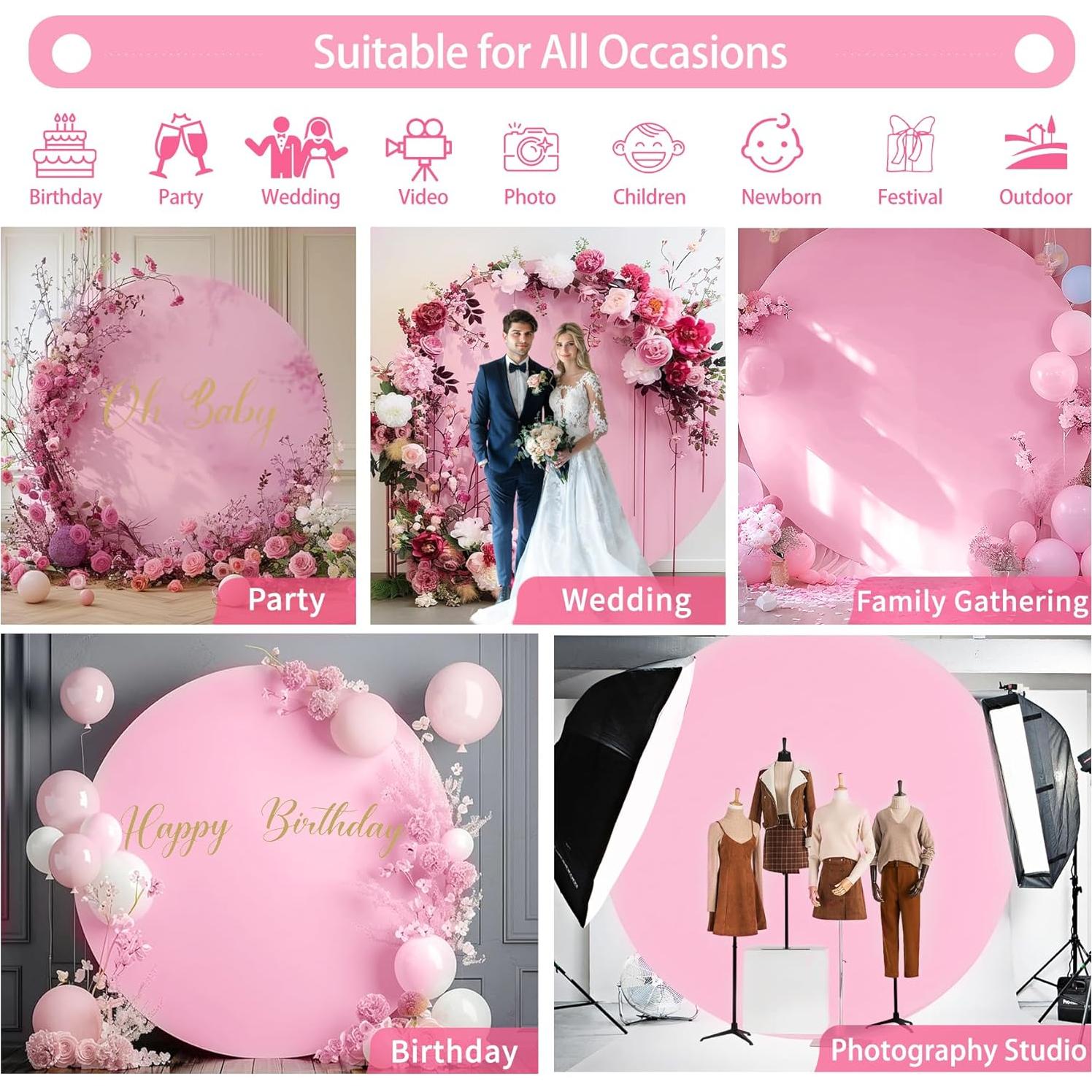 Cubierta de Fondo Redonda Rosa Gallety 2.18 m con Letrero Oh Baby