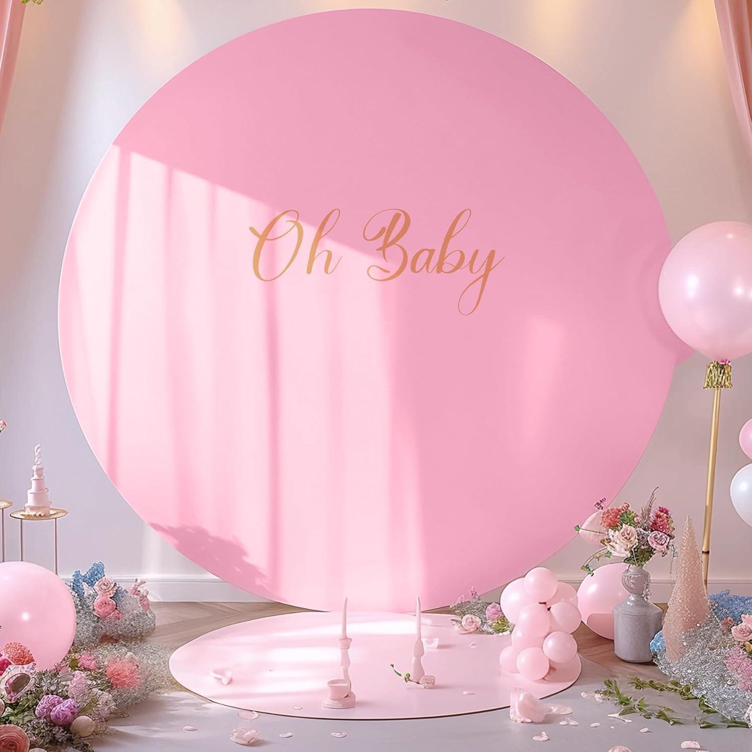 Cubierta de Fondo Redonda Rosa Gallety 2.18 m con Letrero Oh Baby