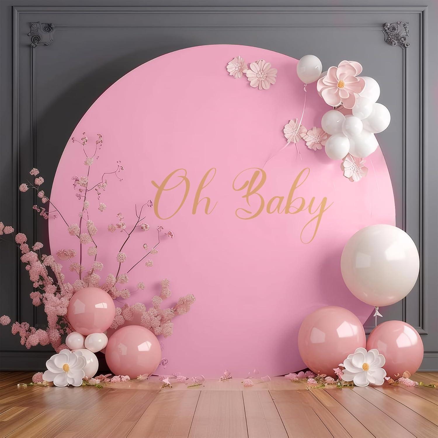 Cubierta de Fondo Redonda Rosa Gallety 2.18 m con Letrero Oh Baby
