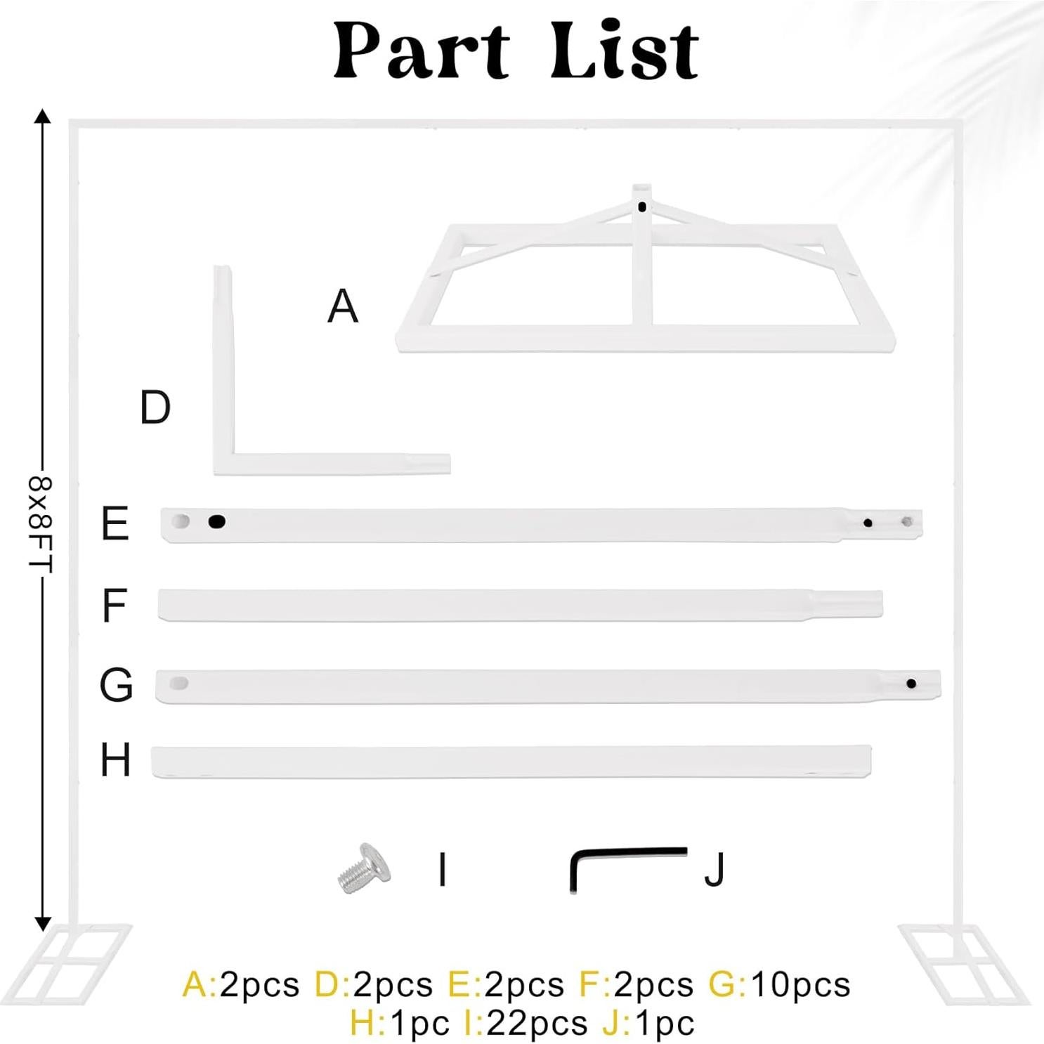 Arco de Boda JALANCY 2.4m x 2.4m Metal Blanco Decoración
