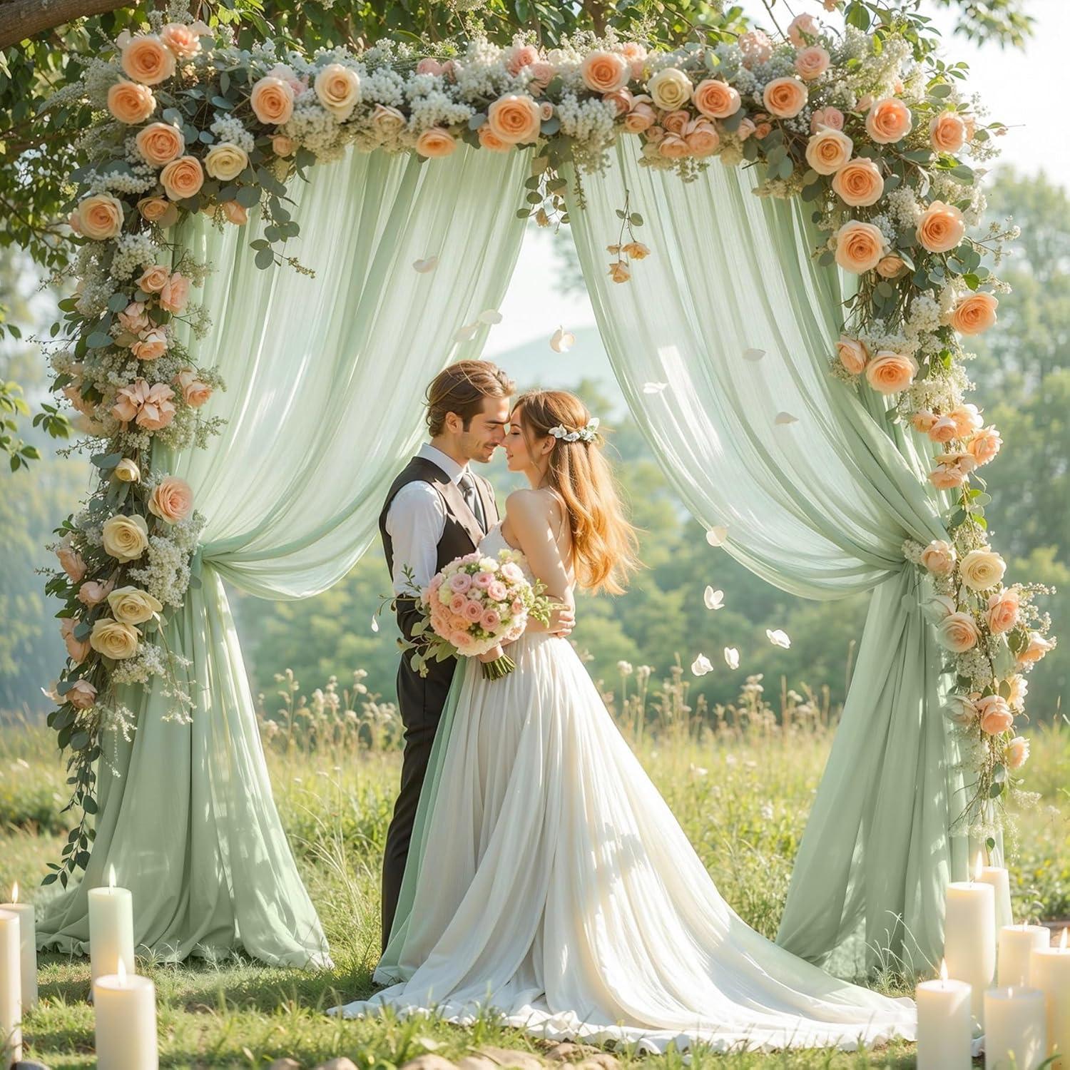 Tela de Drapería Verde Salvia 1 Panel 5.49m Chiffon Partisky