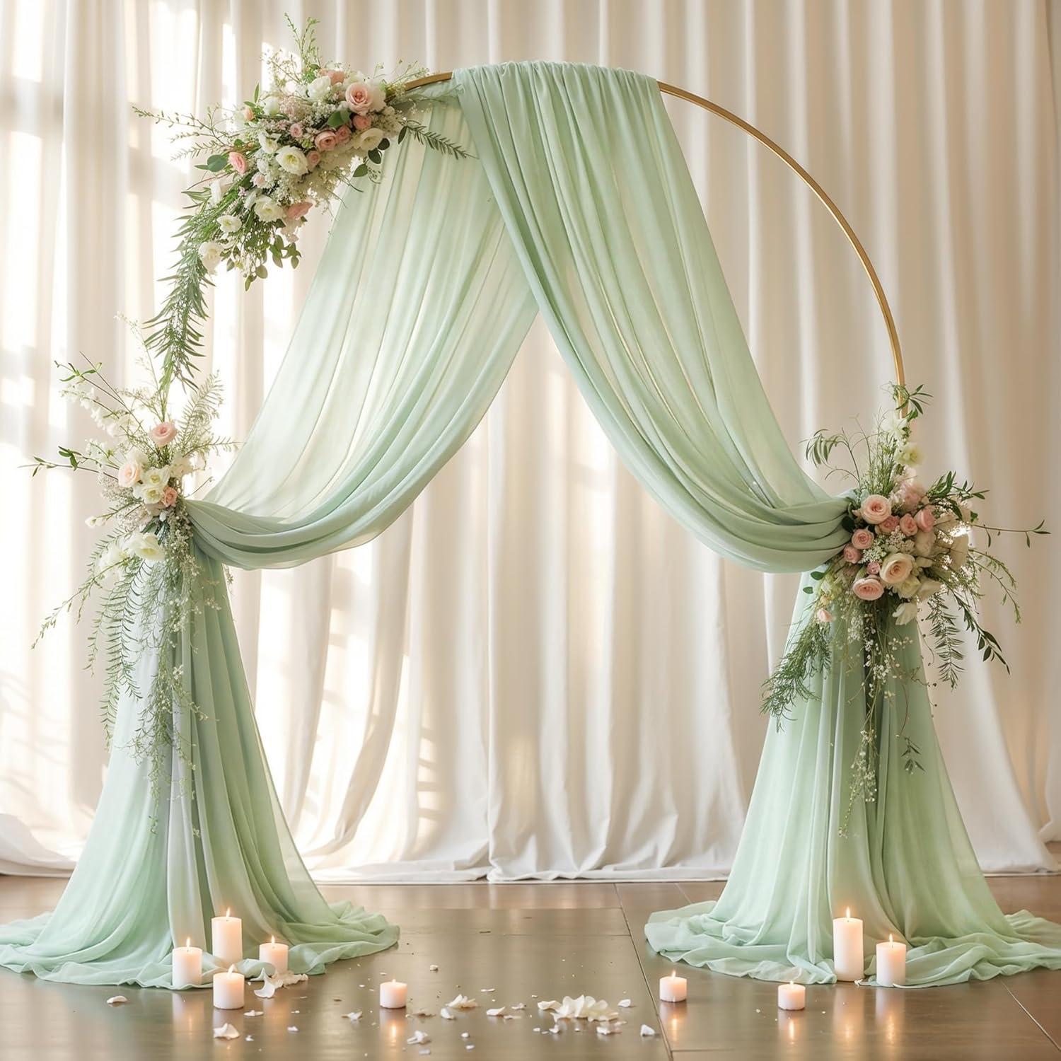 Tela de Drapería Verde Salvia 1 Panel 5.49m Chiffon Partisky