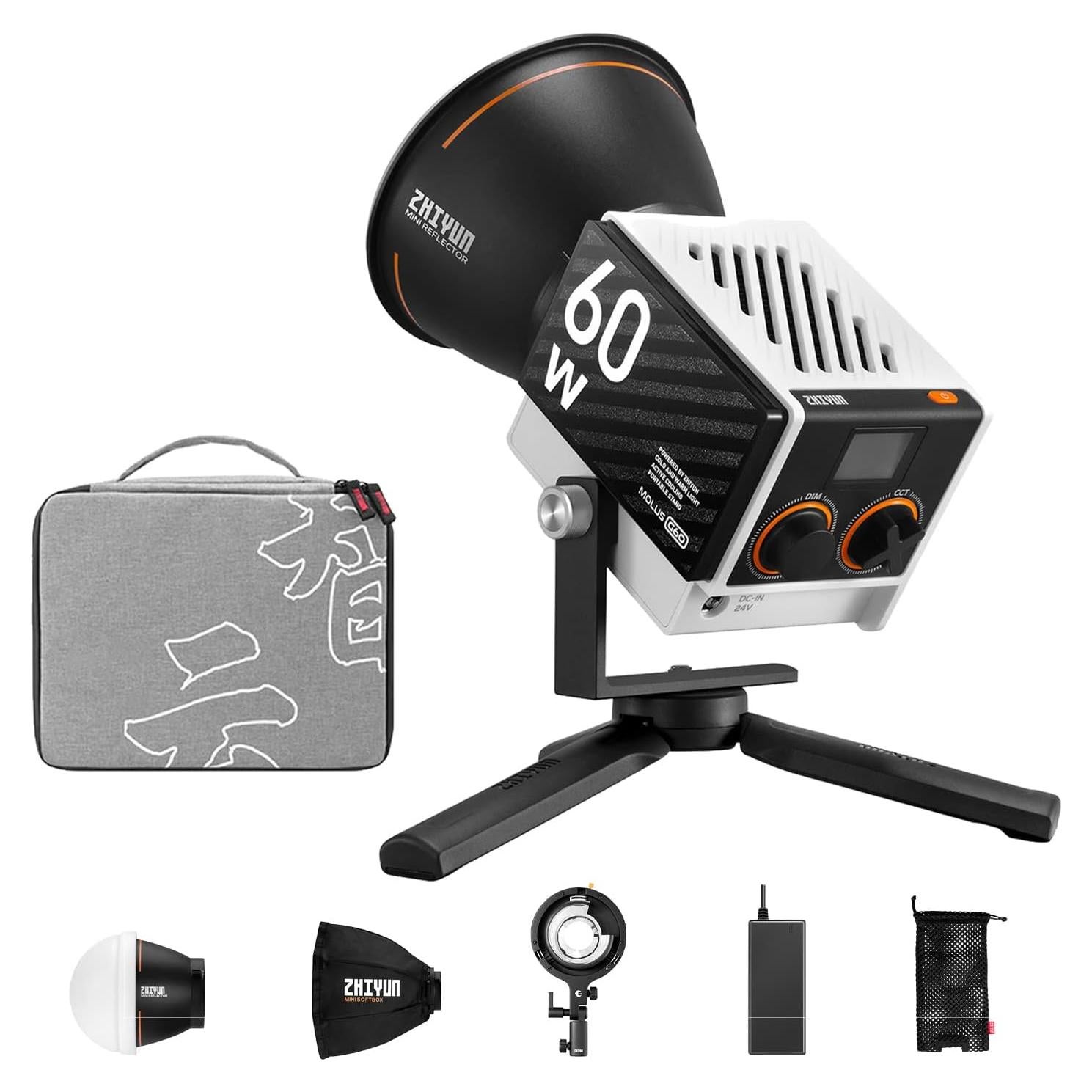 Luz de Video Bi-Color ZHIYUN MOLUS G60 Combo 60W 0.3kg