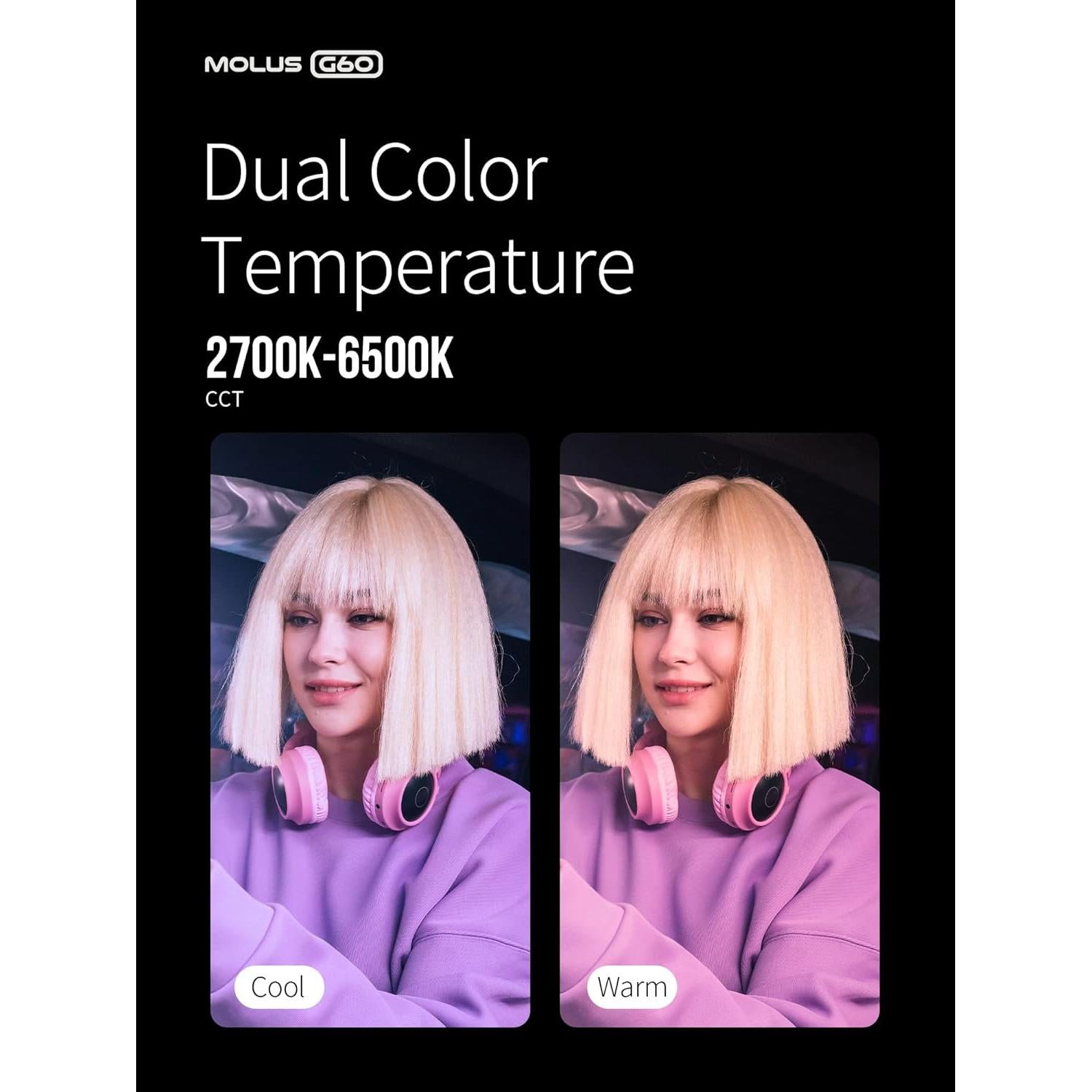 Luz de Video Bi-Color ZHIYUN MOLUS G60 Combo 60W 0.3kg