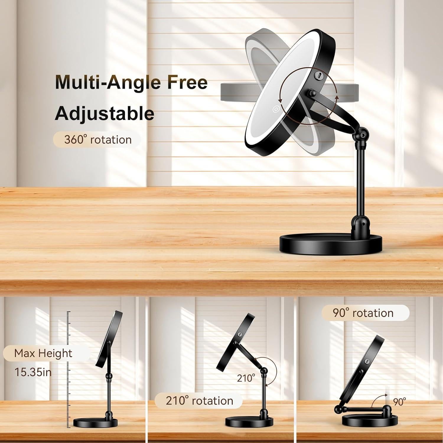 Espejo de Maquillaje ZLOKLA 8" Iluminado 10X/1X Ajustable