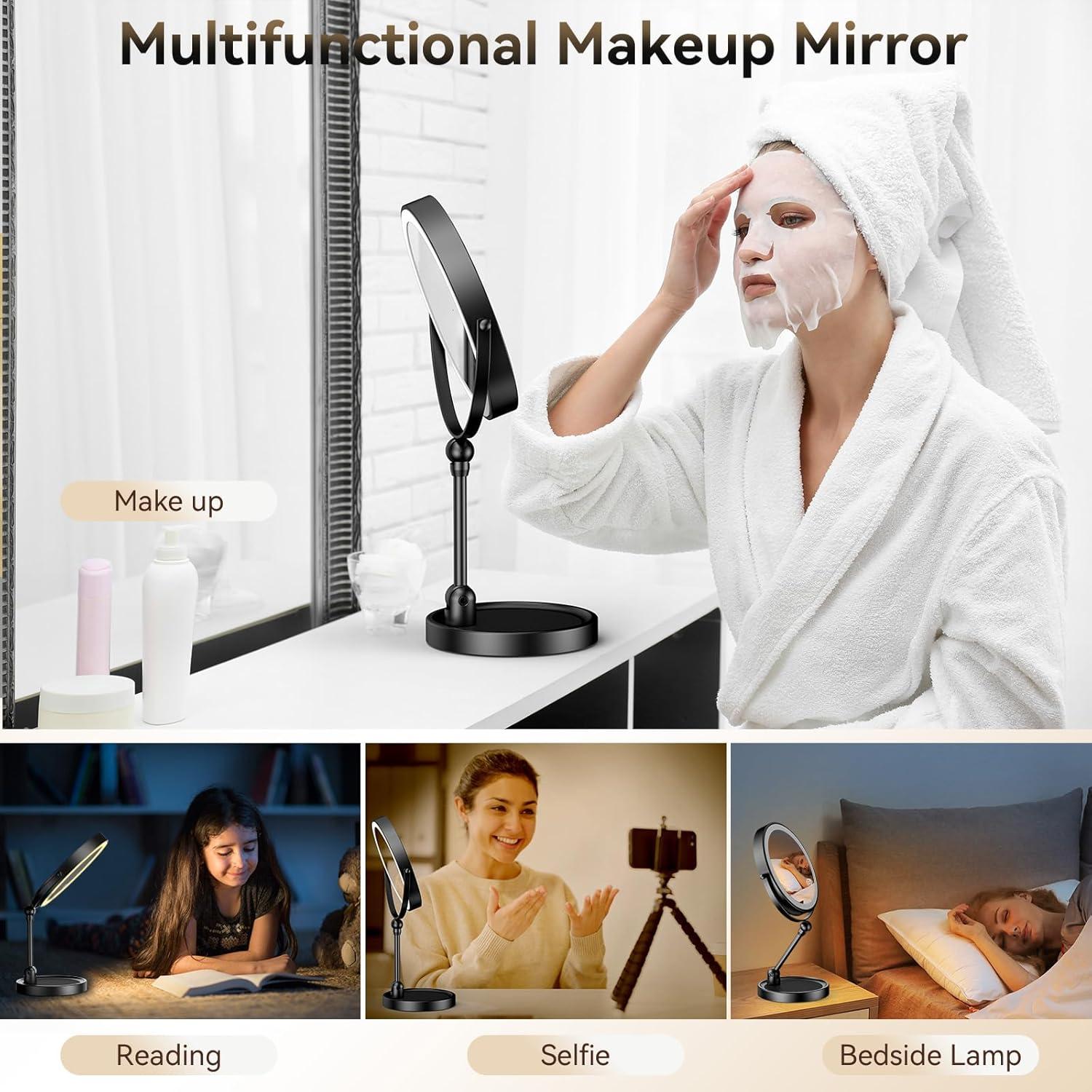 Espejo de Maquillaje ZLOKLA 8" Iluminado 10X/1X Ajustable