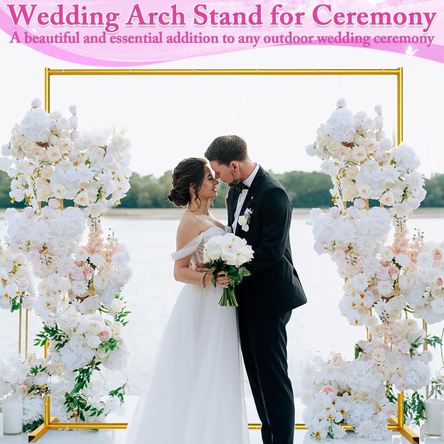 6.6FT x 6.6FT Balloon Arch Stand Gold Metal Wedding Arch Frame Square Flower Backdrop Stand for Birthday Party Bridal Shower Anniversary Ceremony Photo Background Decorative Arches