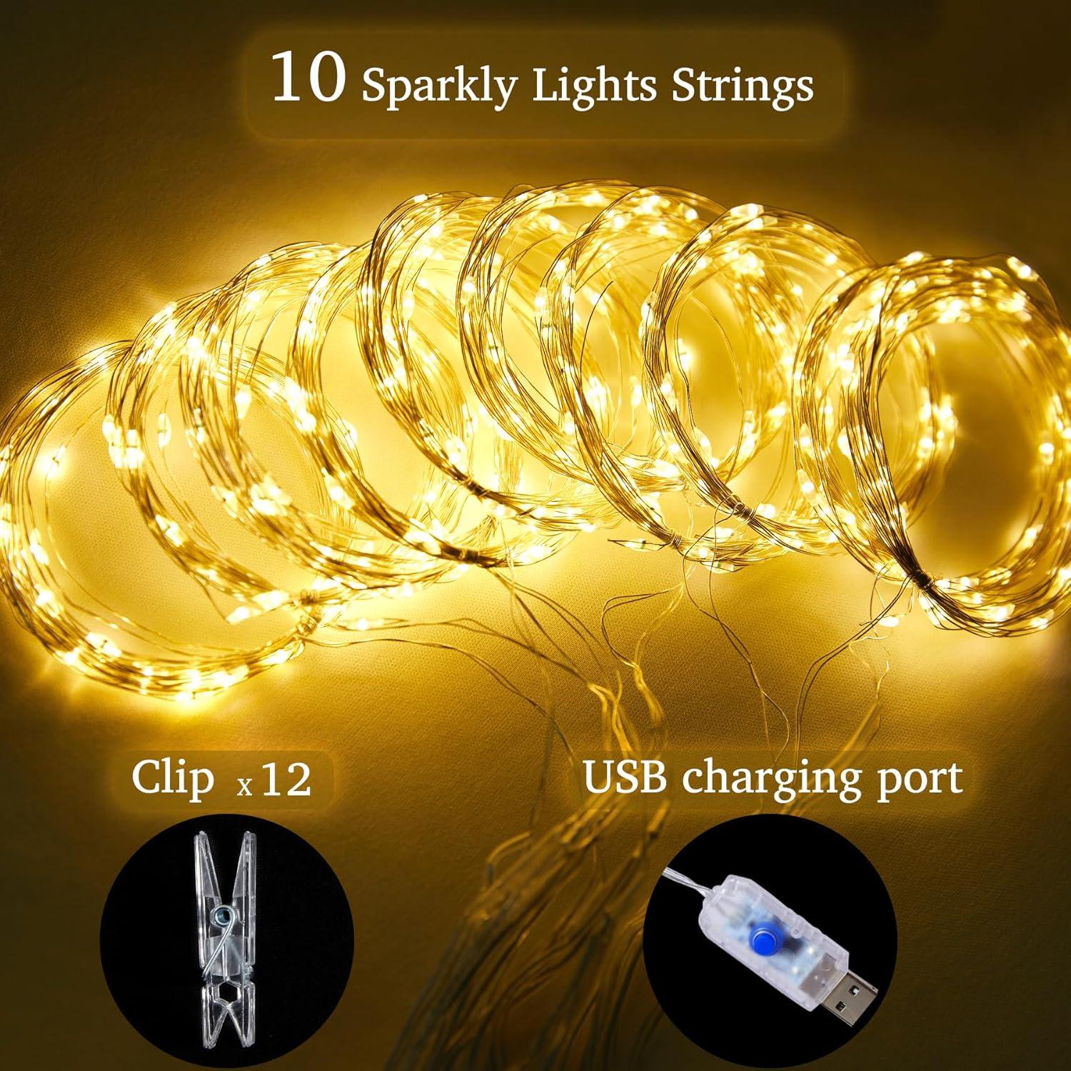 Cortinas de fondo de tul blanco Tao-Ge 3.05m x 3.05m con luces