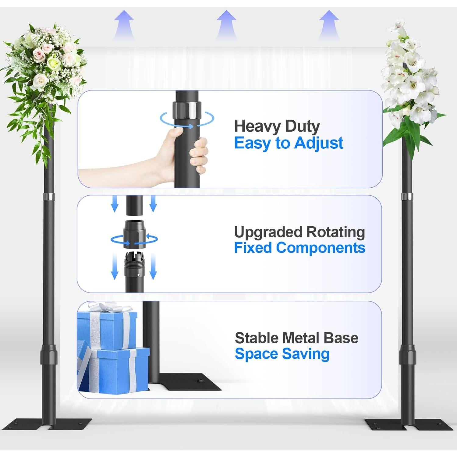 Kit de Soporte de Fondo Ajustable GLOSHOOTING 3.05m Negro