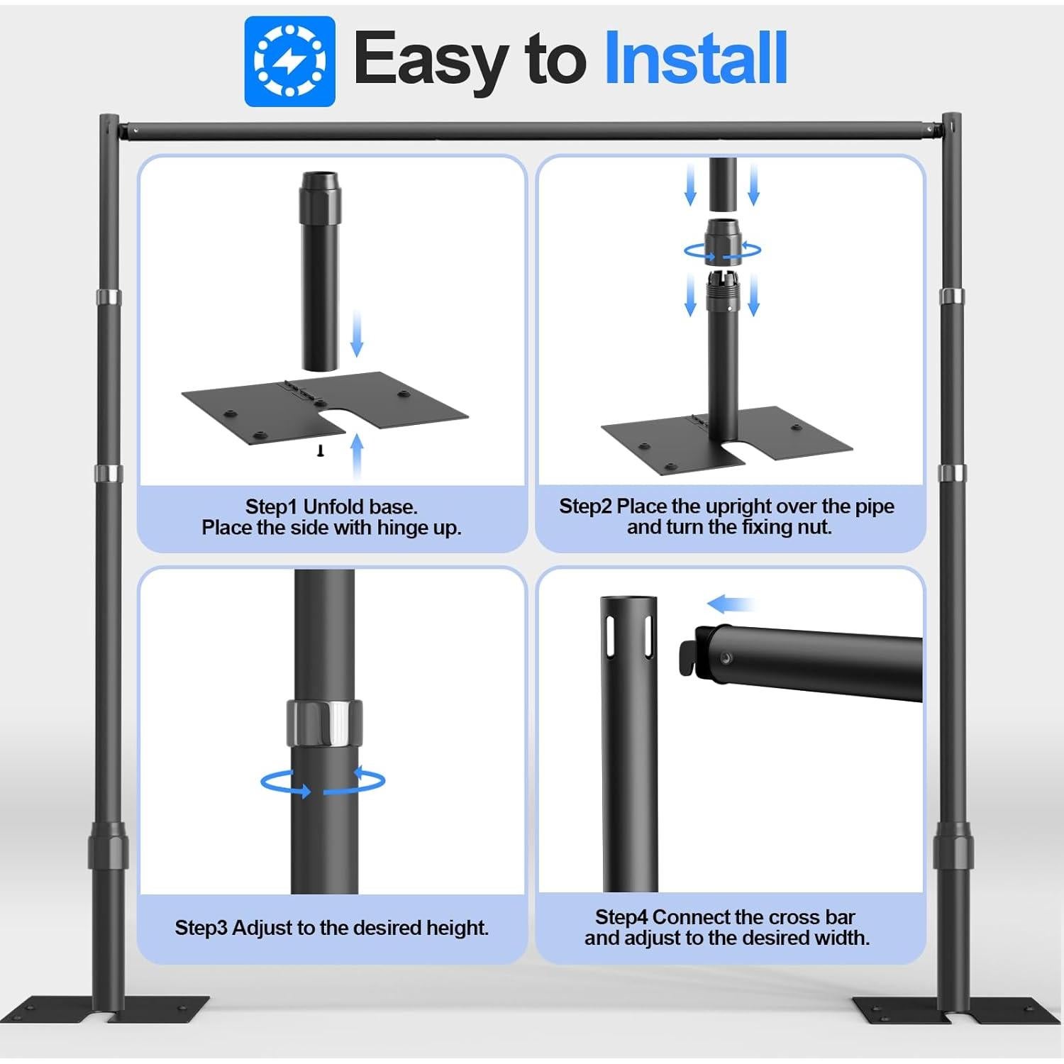 Kit de Soporte de Fondo Ajustable GLOSHOOTING 3.05m Negro