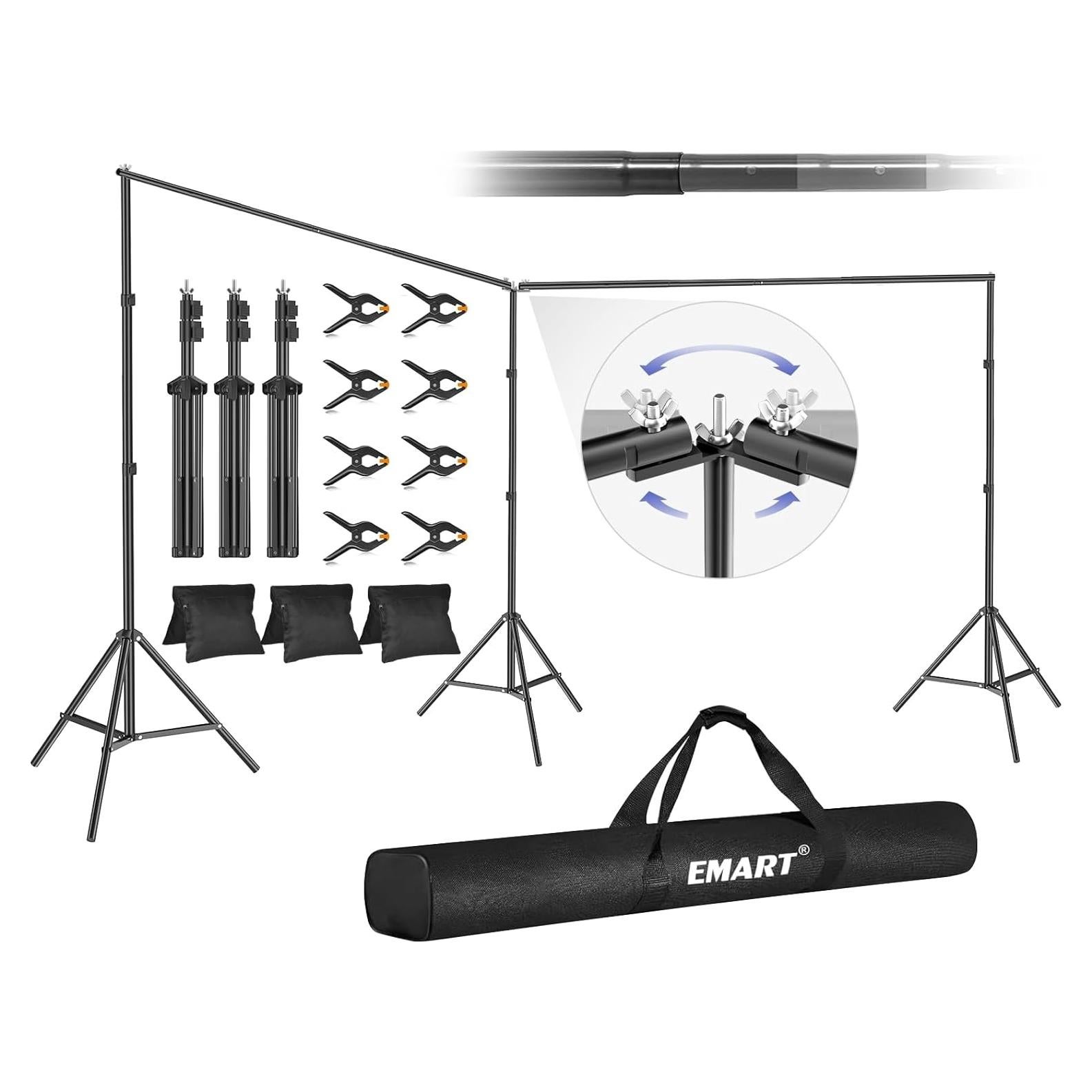 Soporte de Fondo Ajustable EMART 6.1x2.1m con Accesorios