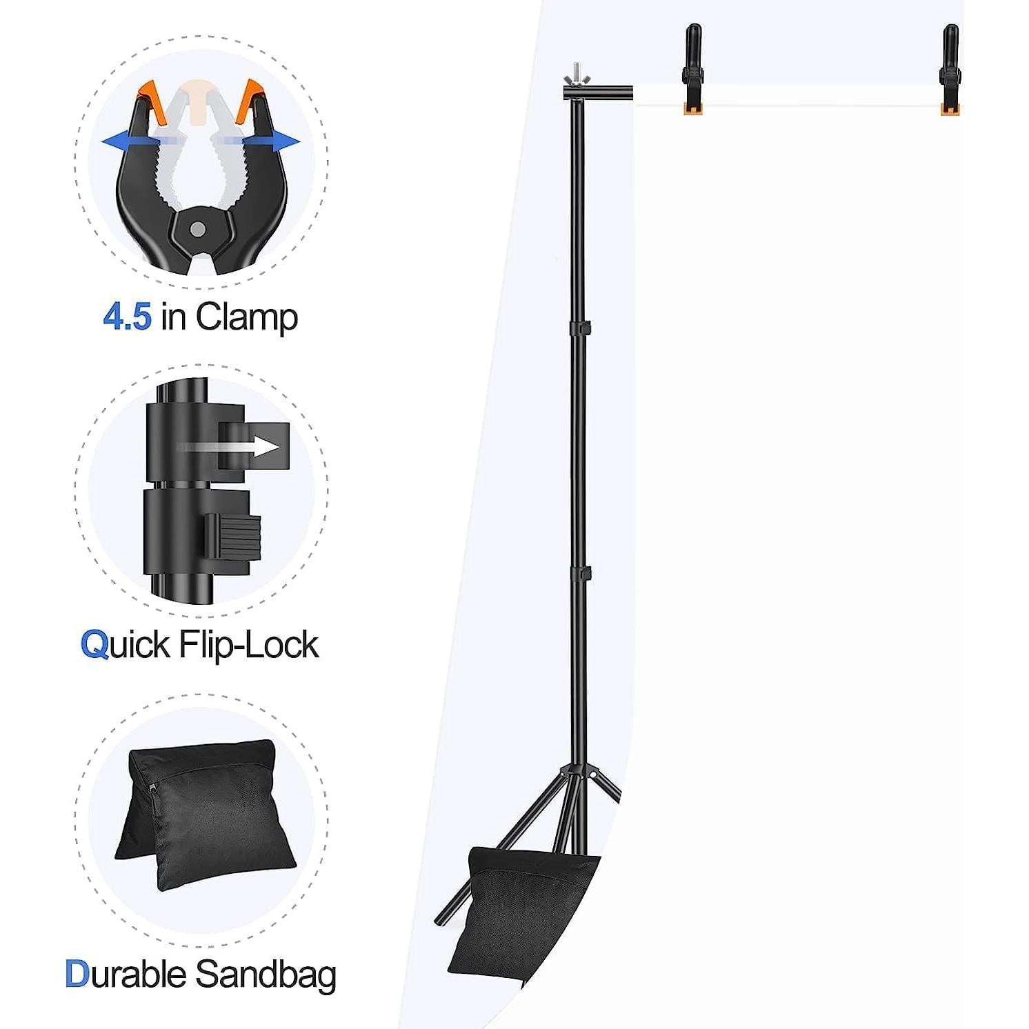 Soporte de Fondo Ajustable EMART 6.1x2.1m con Accesorios