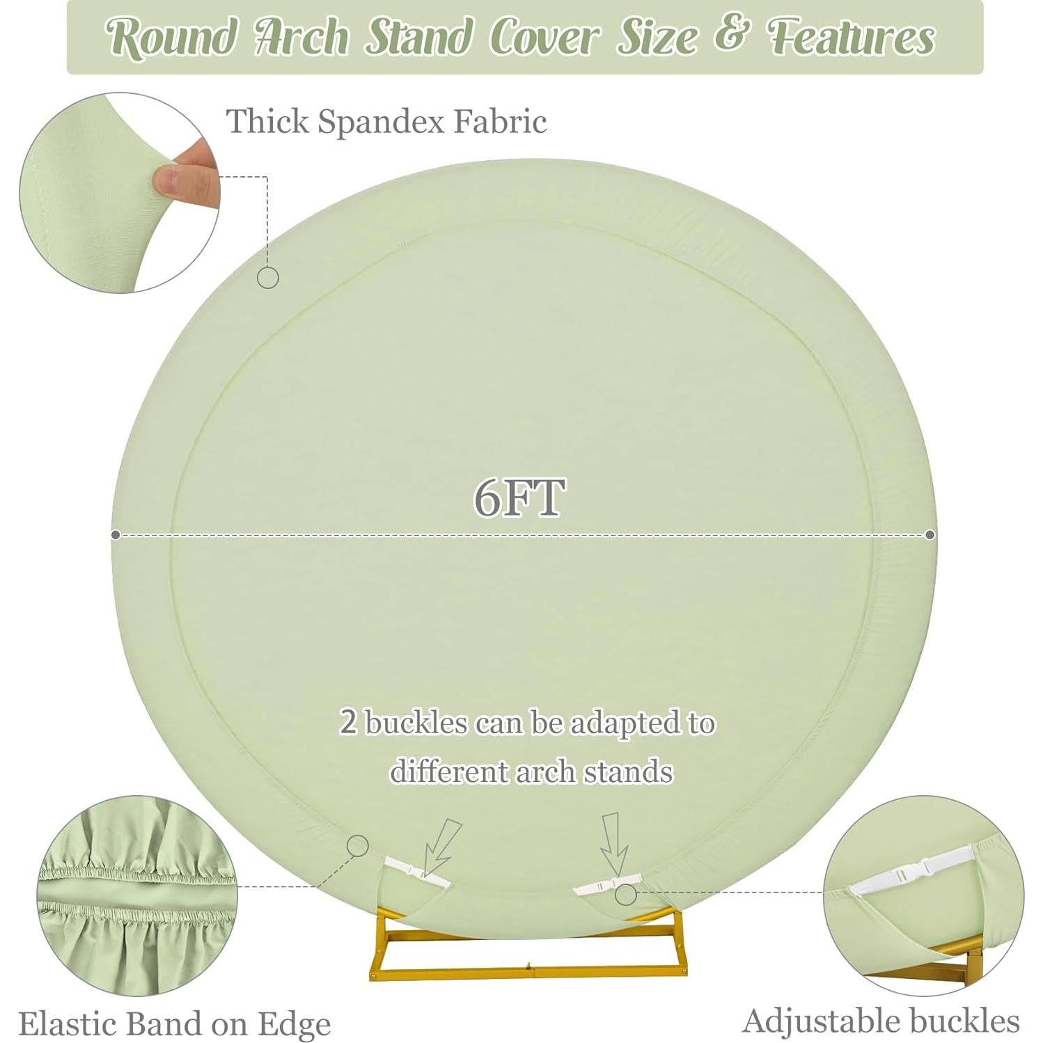 Cubierta de Arco de Boda JALANCY 1.83 m Spandex Verde Salvia