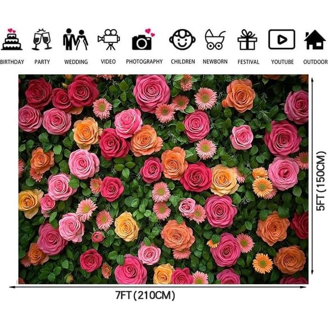 Fondo Floral para Fotografía 2.1m x 1.5m Vinilo Hnzwbxg