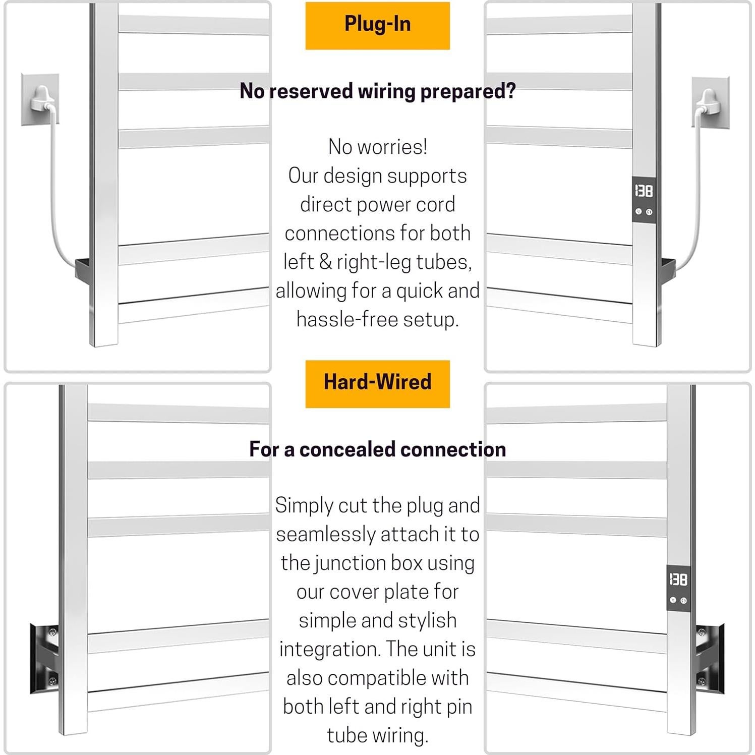 Calentador de Toallas Peaktrivol 8-Bar Acero Inoxidable 304