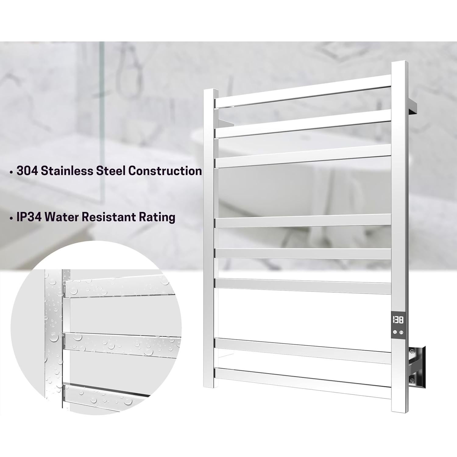 Calentador de Toallas Peaktrivol 8-Bar Acero Inoxidable 304