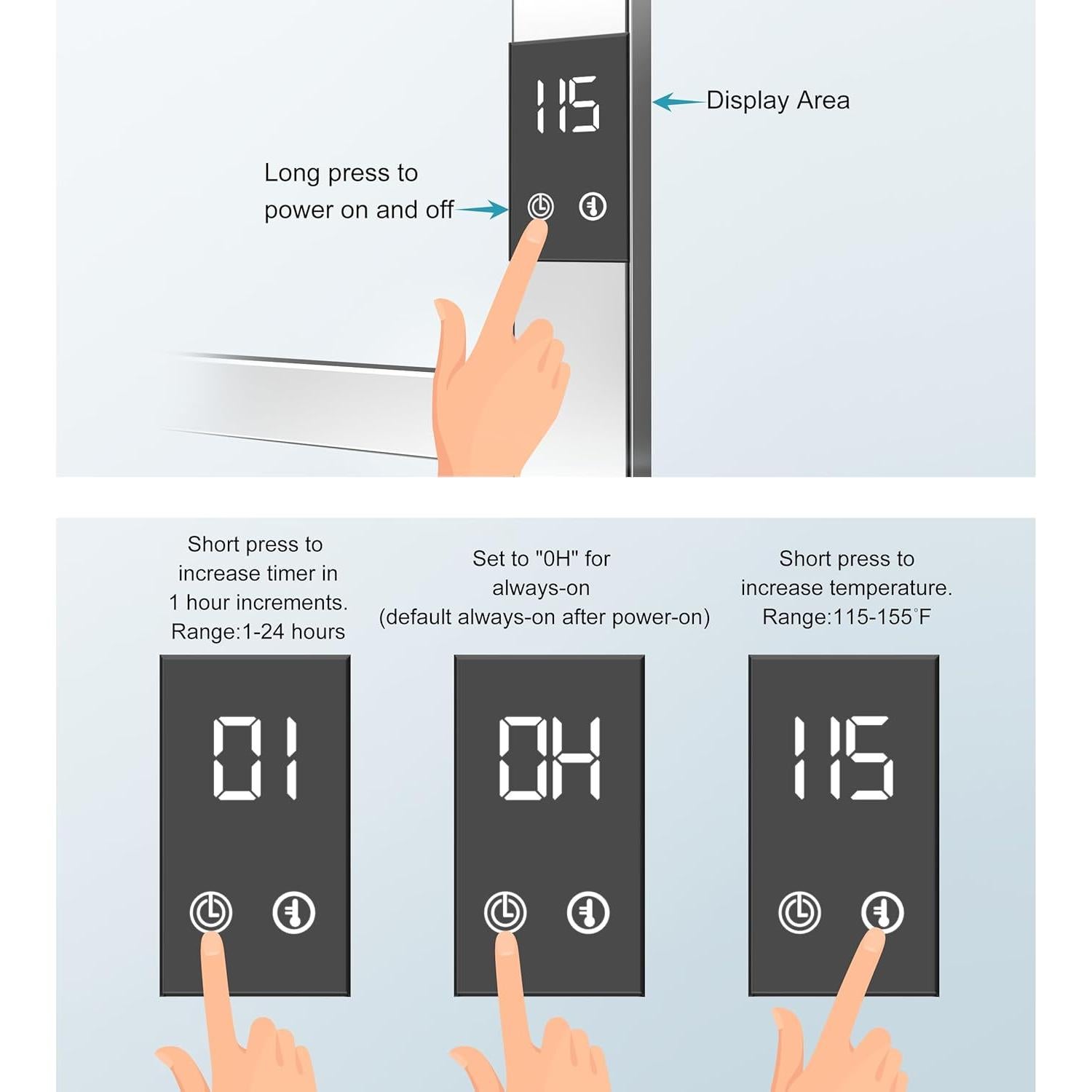 Calentador de Toallas Peaktrivol 8-Bar Acero Inoxidable 304