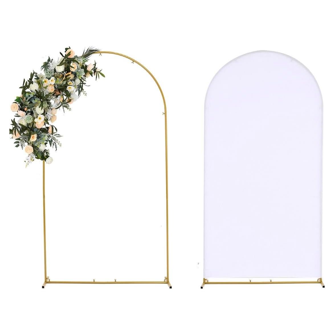 Soporte de Arco de Boda 6.6FT JoYous con Cubierta Blanca