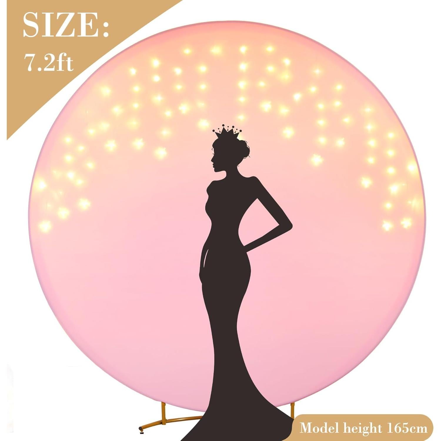 Cubierta de fondo redonda rosa 2.2 m con luces LED para eventos