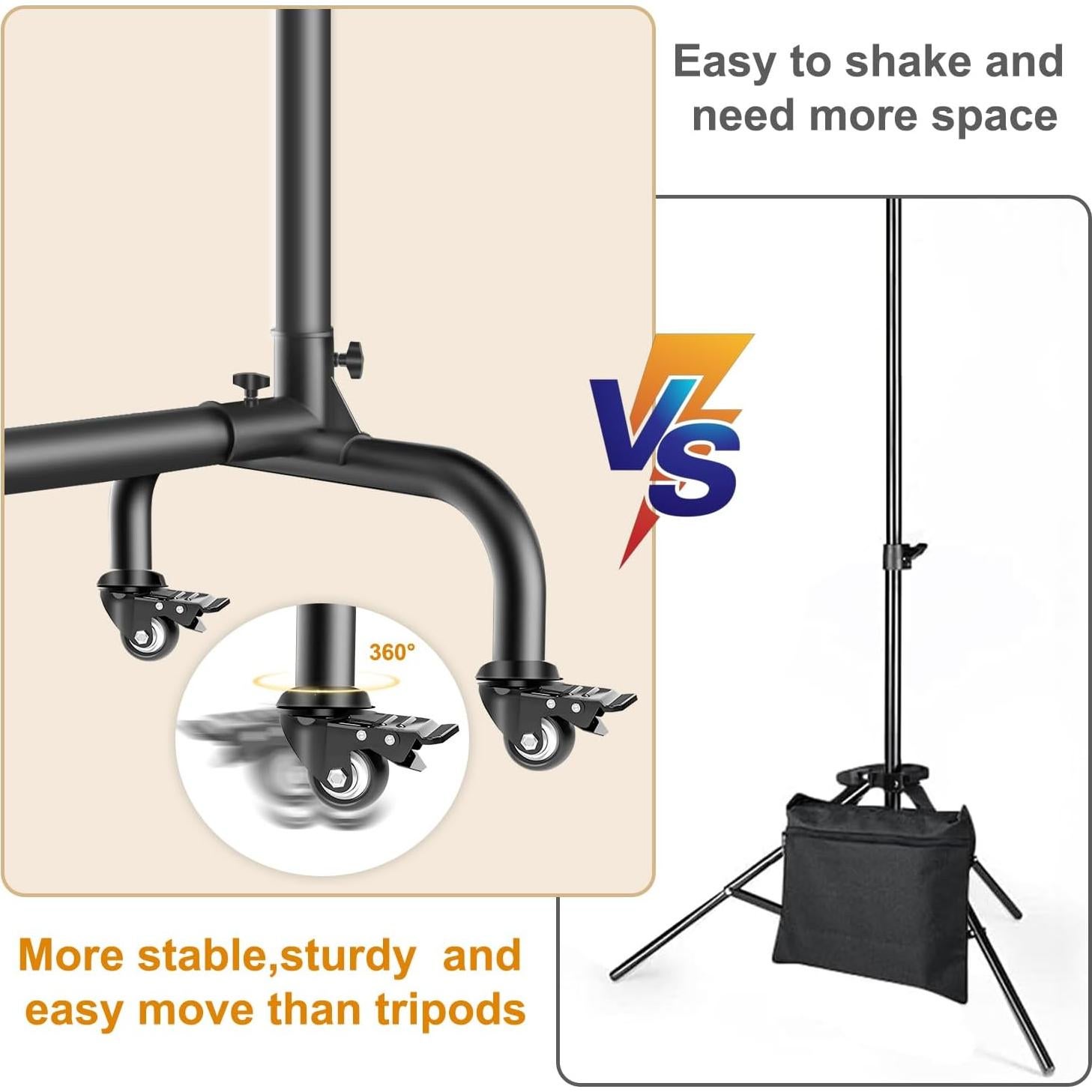 Soporte de fondo ajustable MsMk 3.05x2.13m con ruedas