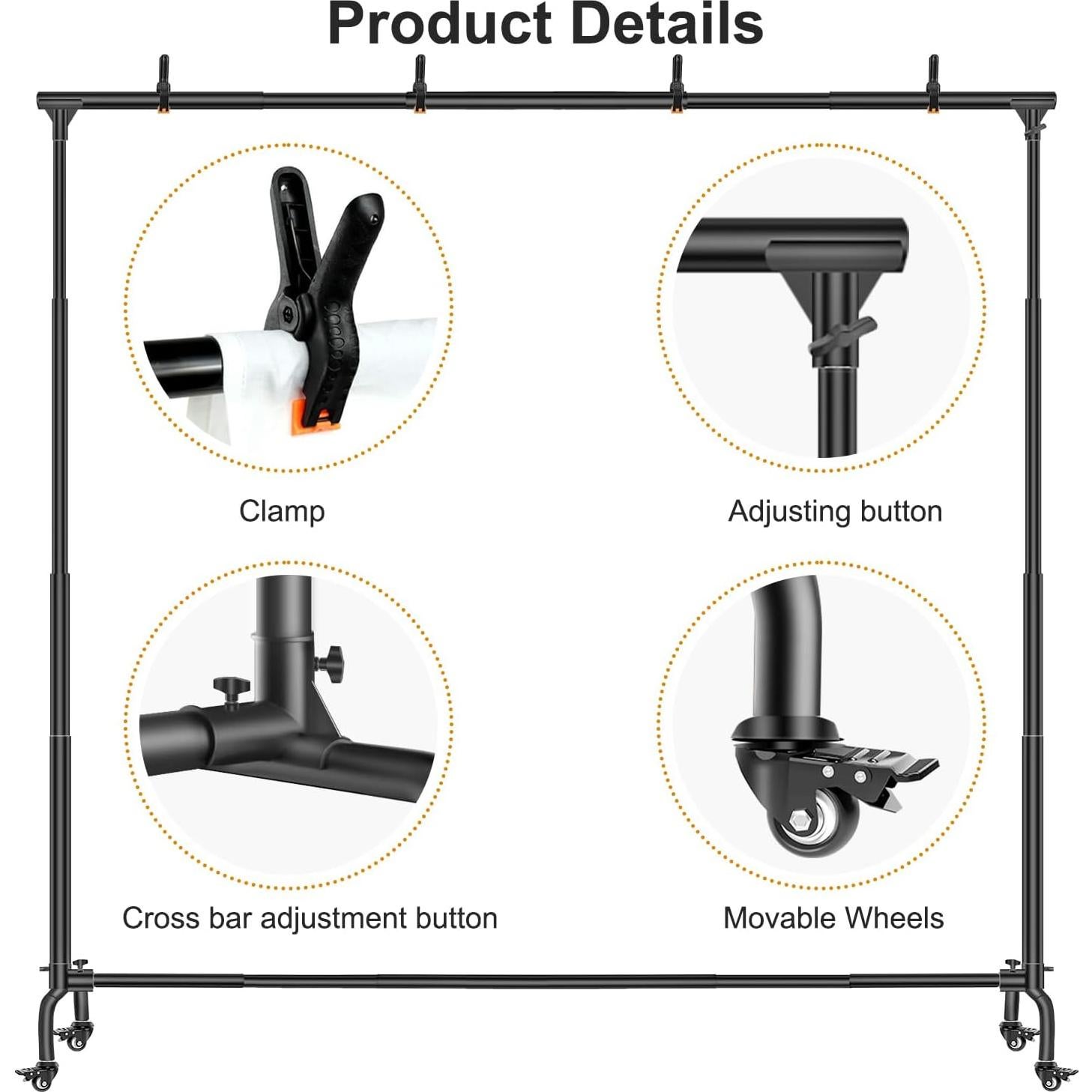 Soporte de fondo ajustable MsMk 3.05x2.13m con ruedas
