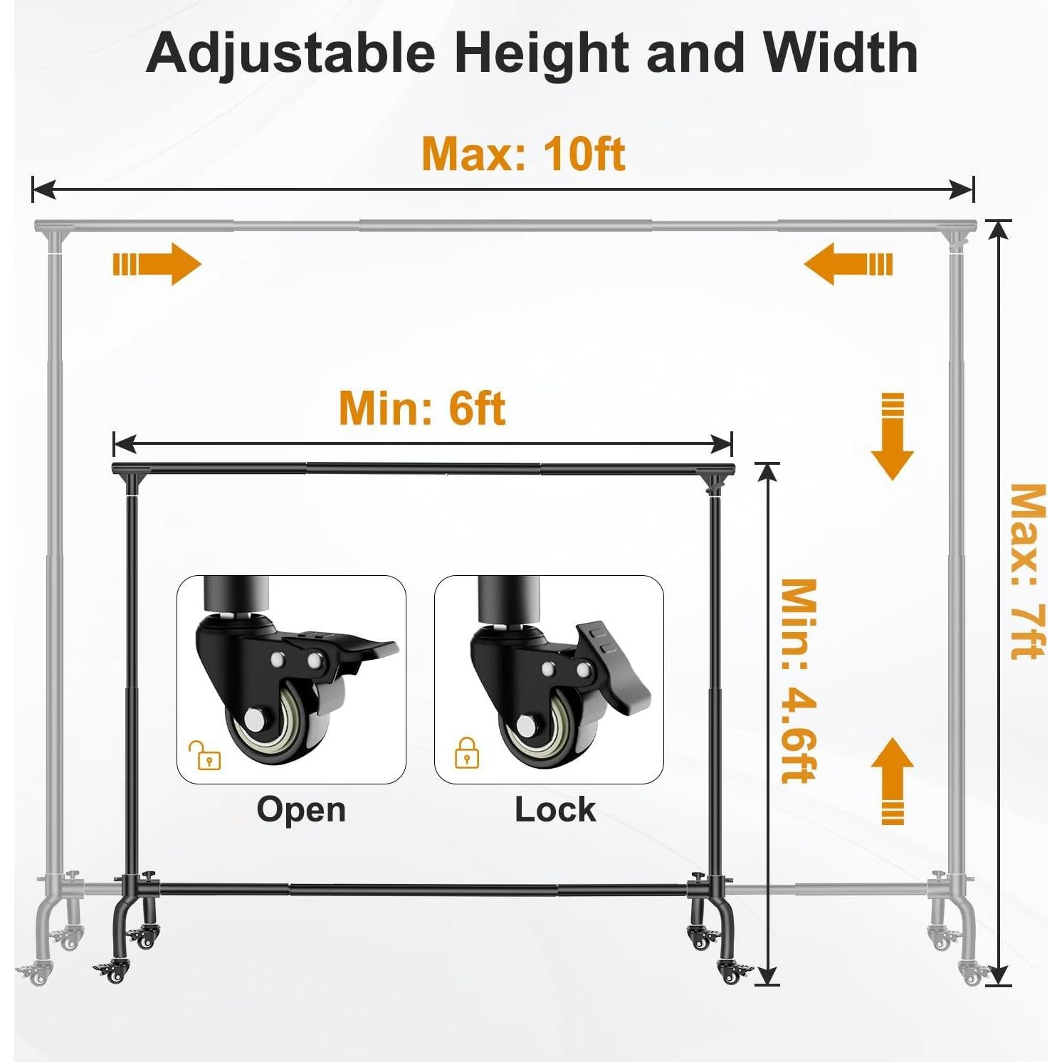 Soporte de fondo ajustable MsMk 3.05x2.13m con ruedas