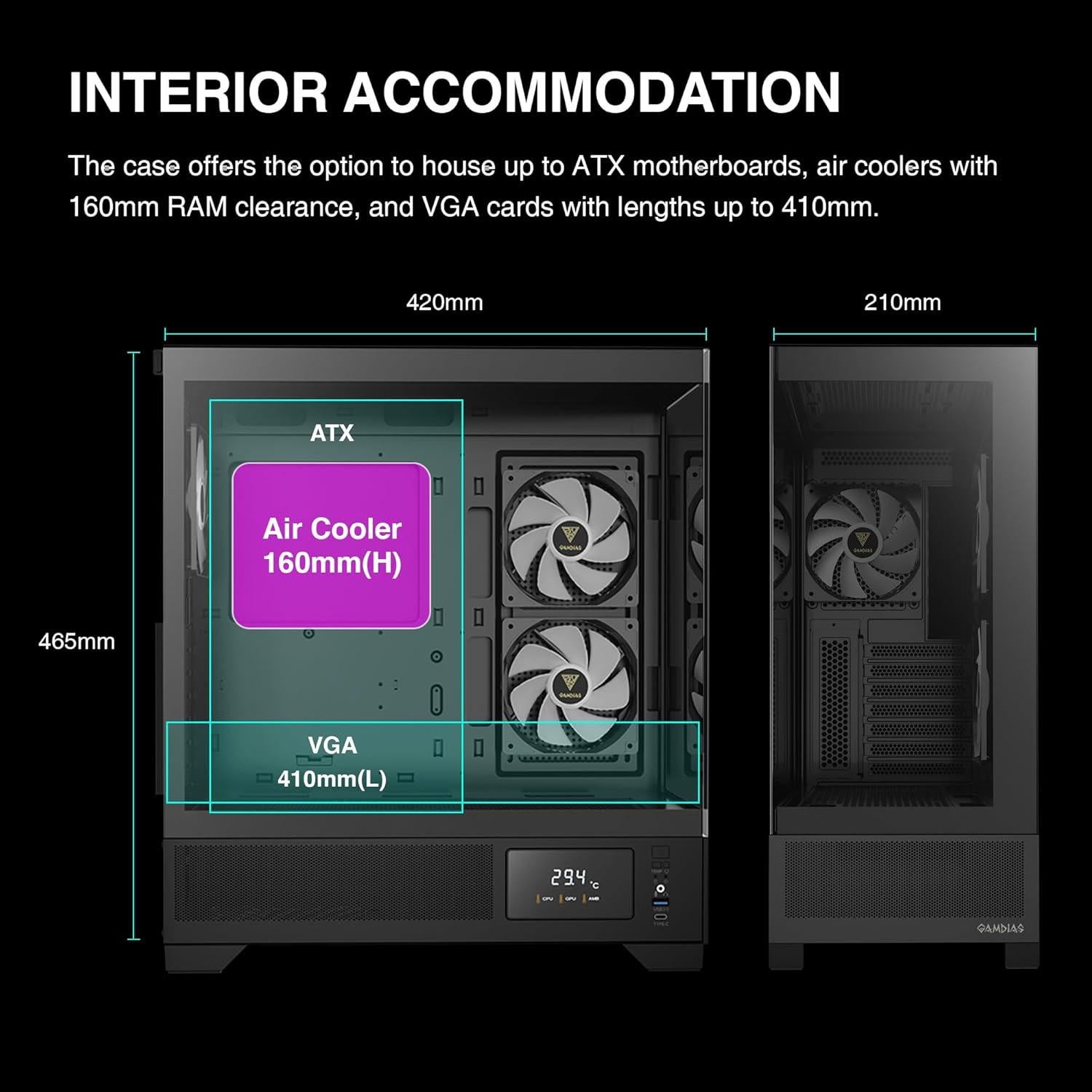 Caja Gaming GAMDIAS Atlas M1 ATX Vidrio Templado RGB