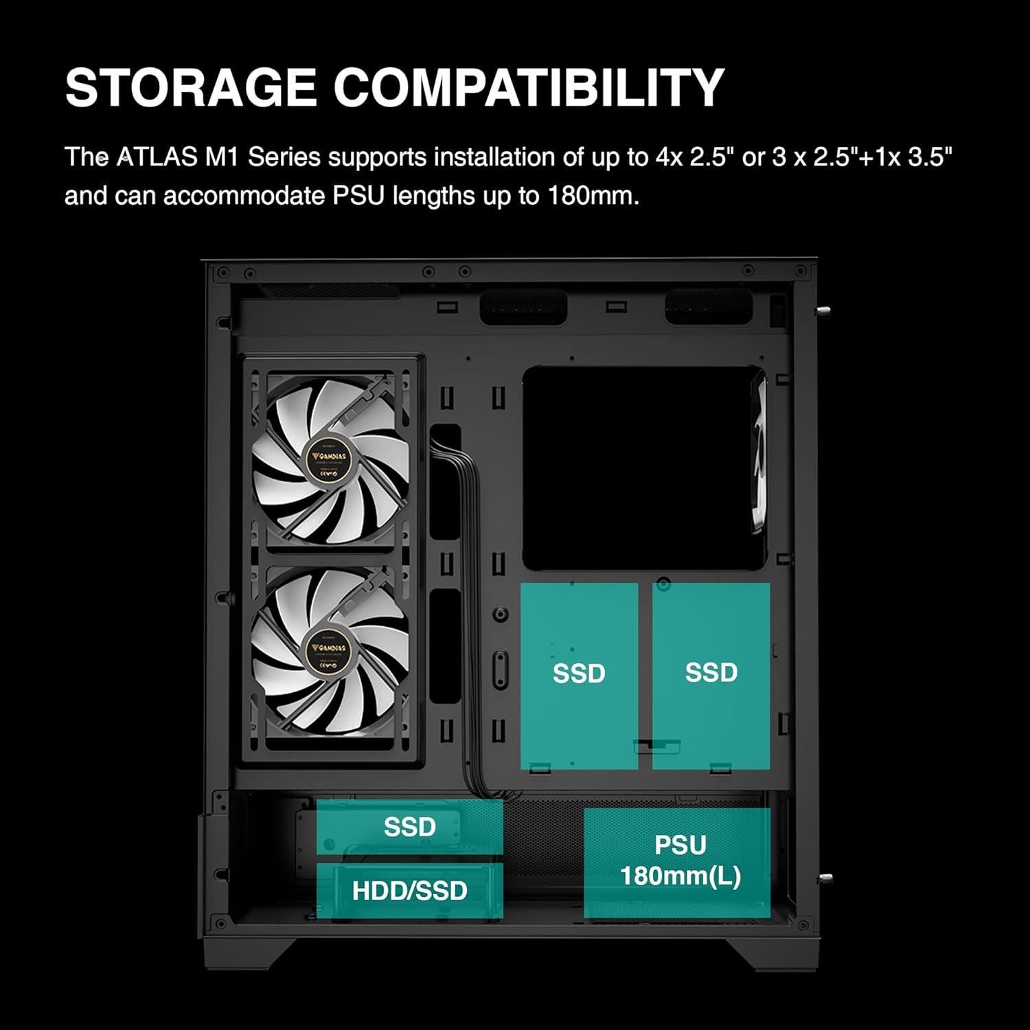 Caja Gaming GAMDIAS Atlas M1 ATX Vidrio Templado RGB