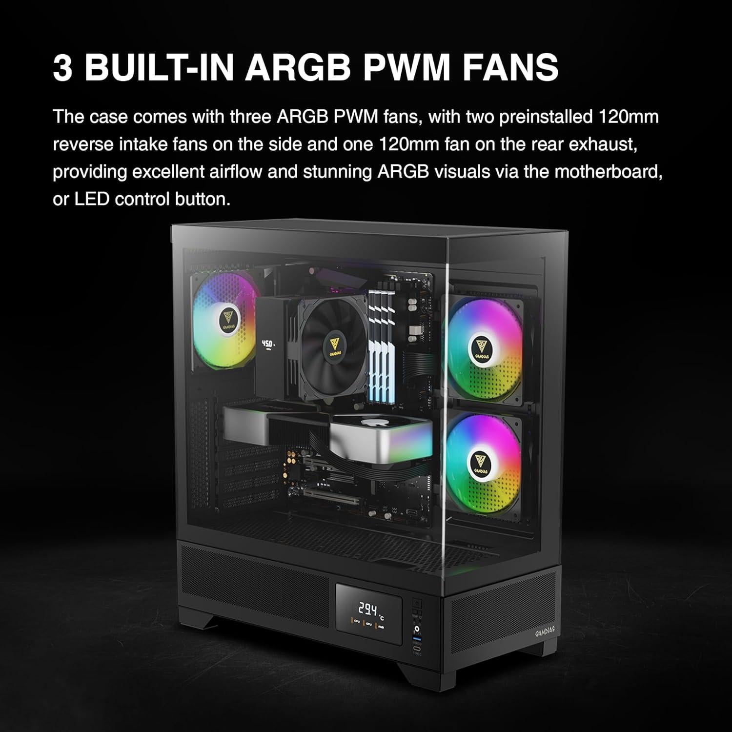 Caja Gaming GAMDIAS Atlas M1 ATX Vidrio Templado RGB