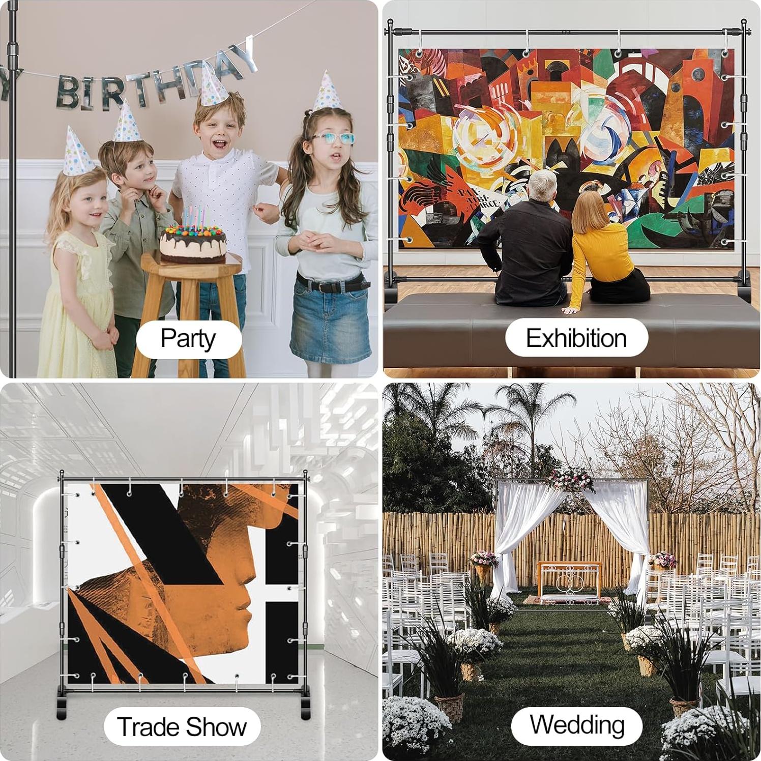 Soporte de Banner Ajustable EMART 10x8ft con Tubos Telescópicos