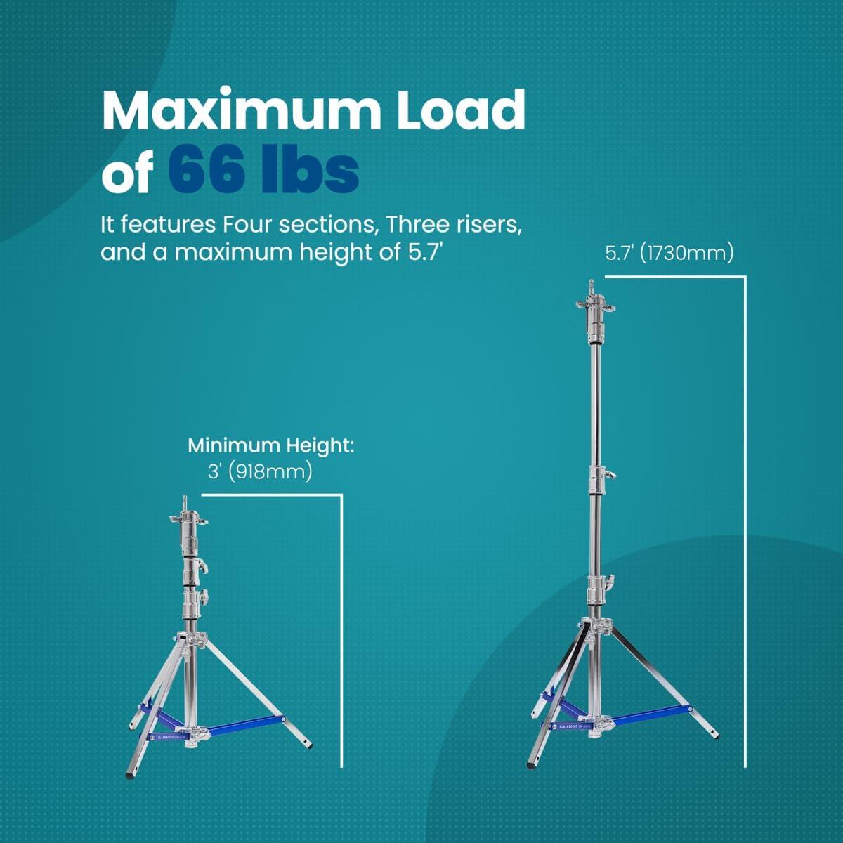 Soporte de Acero Lowboy Pro Flashpoint 1.70m con Pierna Niveladora