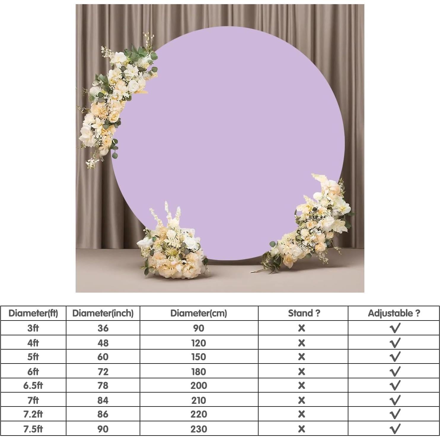 6.5ft Round Backdrop Cover for Photography Light Stretchy Circle Solid Backdrops Wedding Birthday Party Wedding Birthday Baby Bridal Shower Photo Background Decor Studio Props