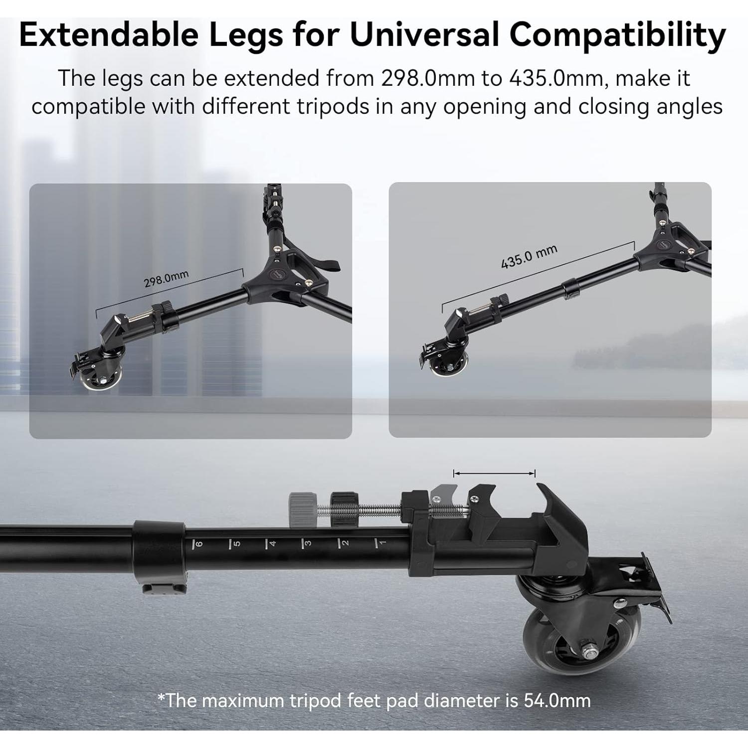 Carro de trípode SmallRig 3986 con ruedas de goma y patas ajustables