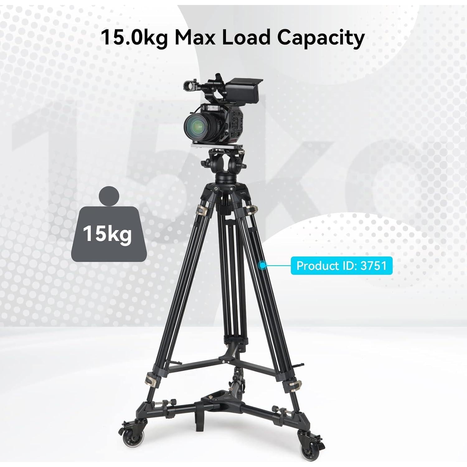 Carro de trípode SmallRig 3986 con ruedas de goma y patas ajustables