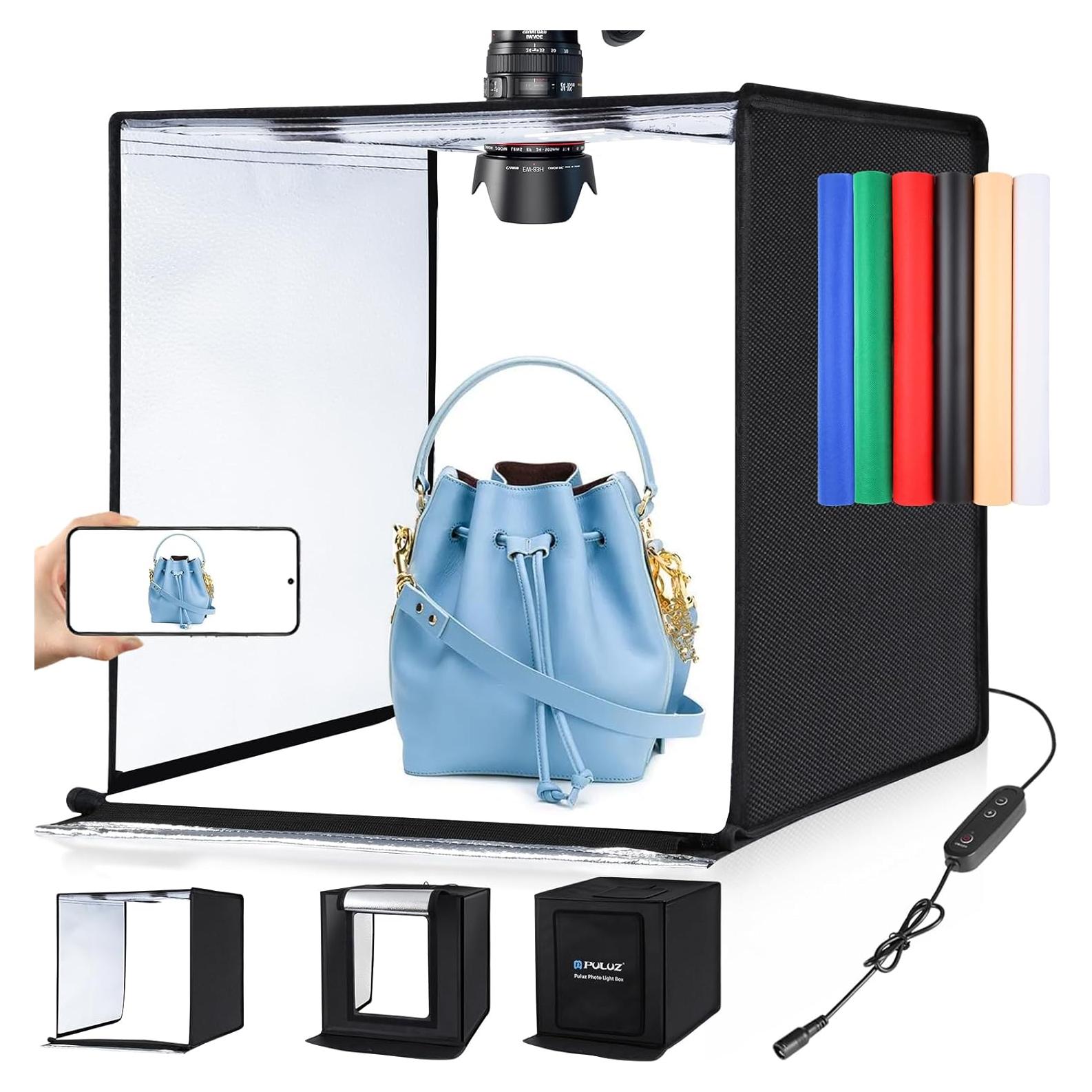 Caja de Luz Fotográfica PULUZ 60x60cm con 6 Fondos y LED