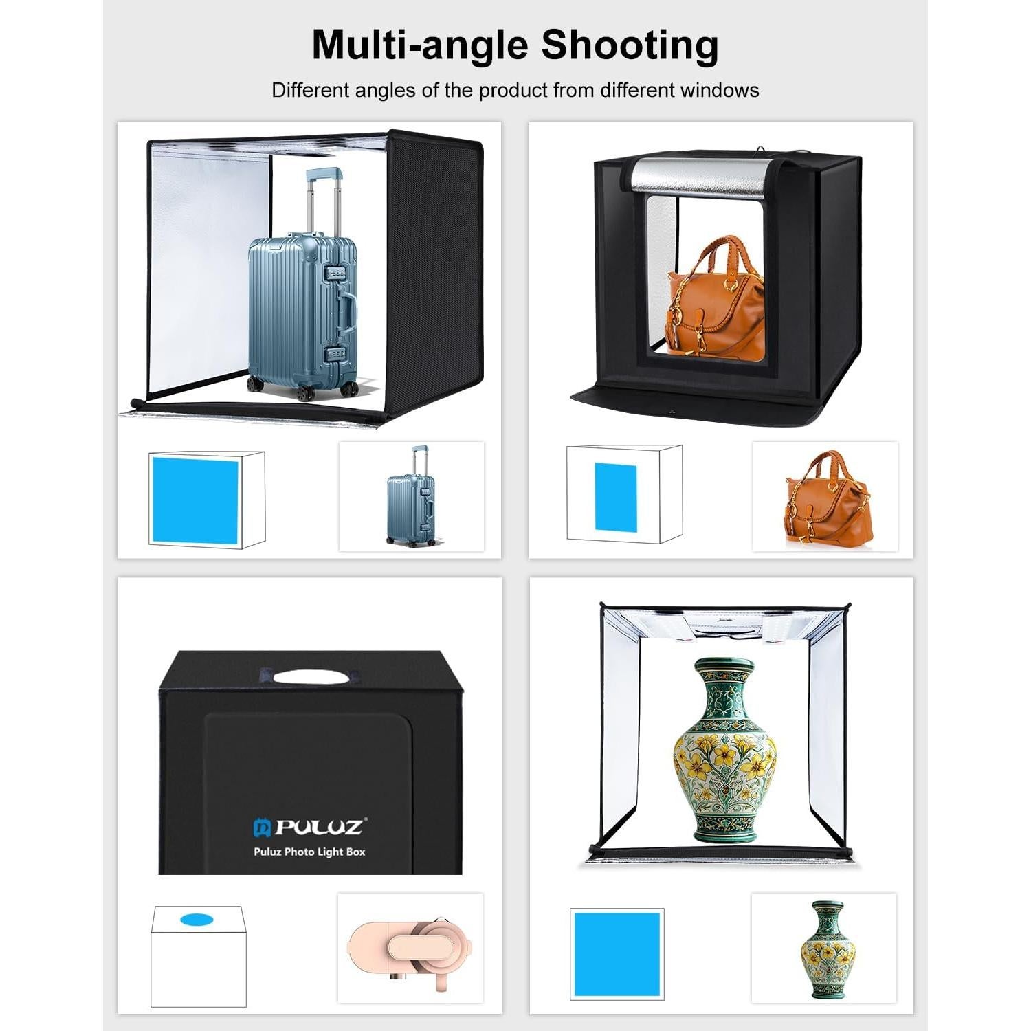 Caja de Luz Fotográfica PULUZ 60x60cm con 6 Fondos y LED