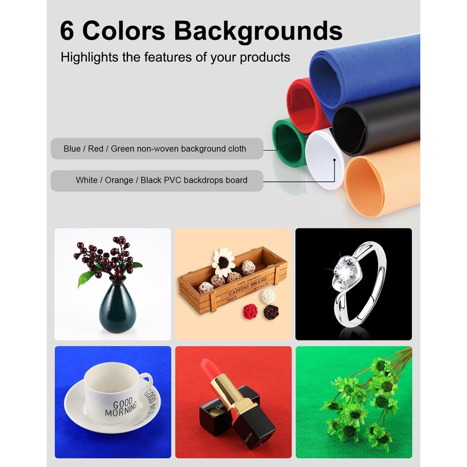 Caja de Luz Fotográfica PULUZ 60x60cm con 6 Fondos y LED