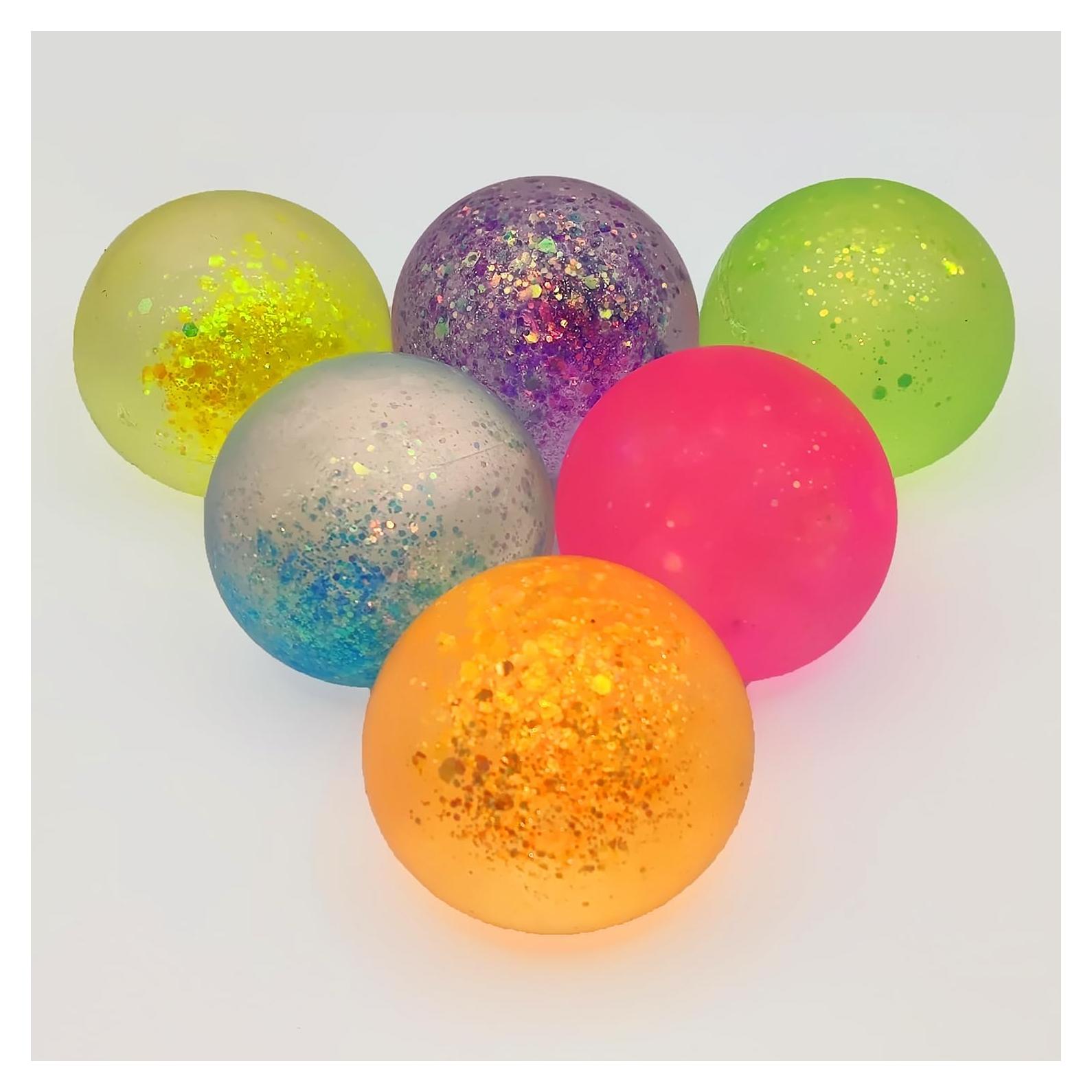 6 Bolas Antiestrés Brillantes Hofimeta 6.1 cm Alivio Estrés