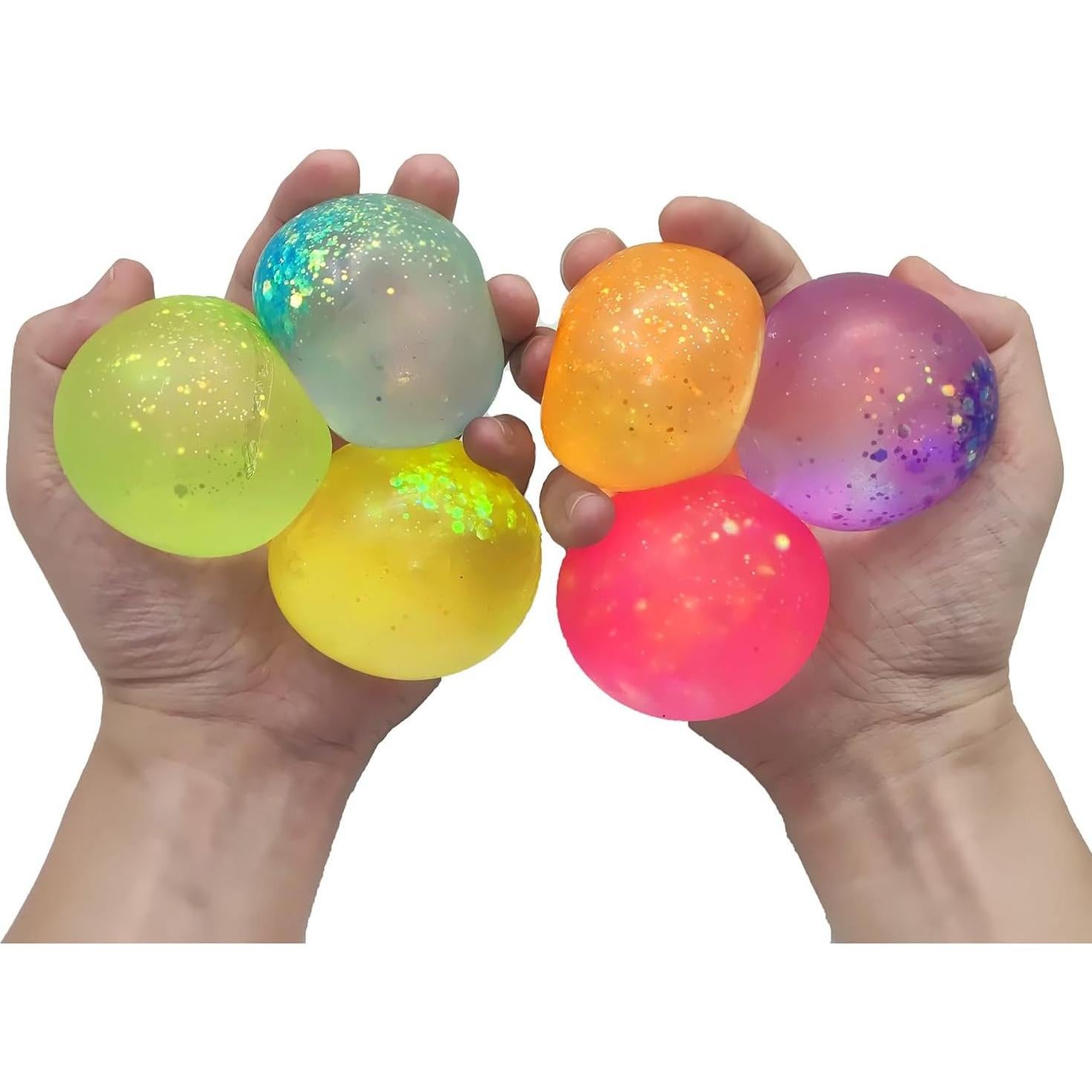 6 Bolas Antiestrés Brillantes Hofimeta 6.1 cm Alivio Estrés