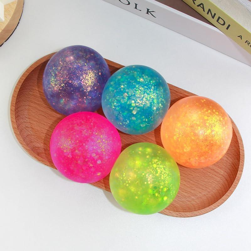 6 Bolas Antiestrés Brillantes Hofimeta 6.1 cm Alivio Estrés
