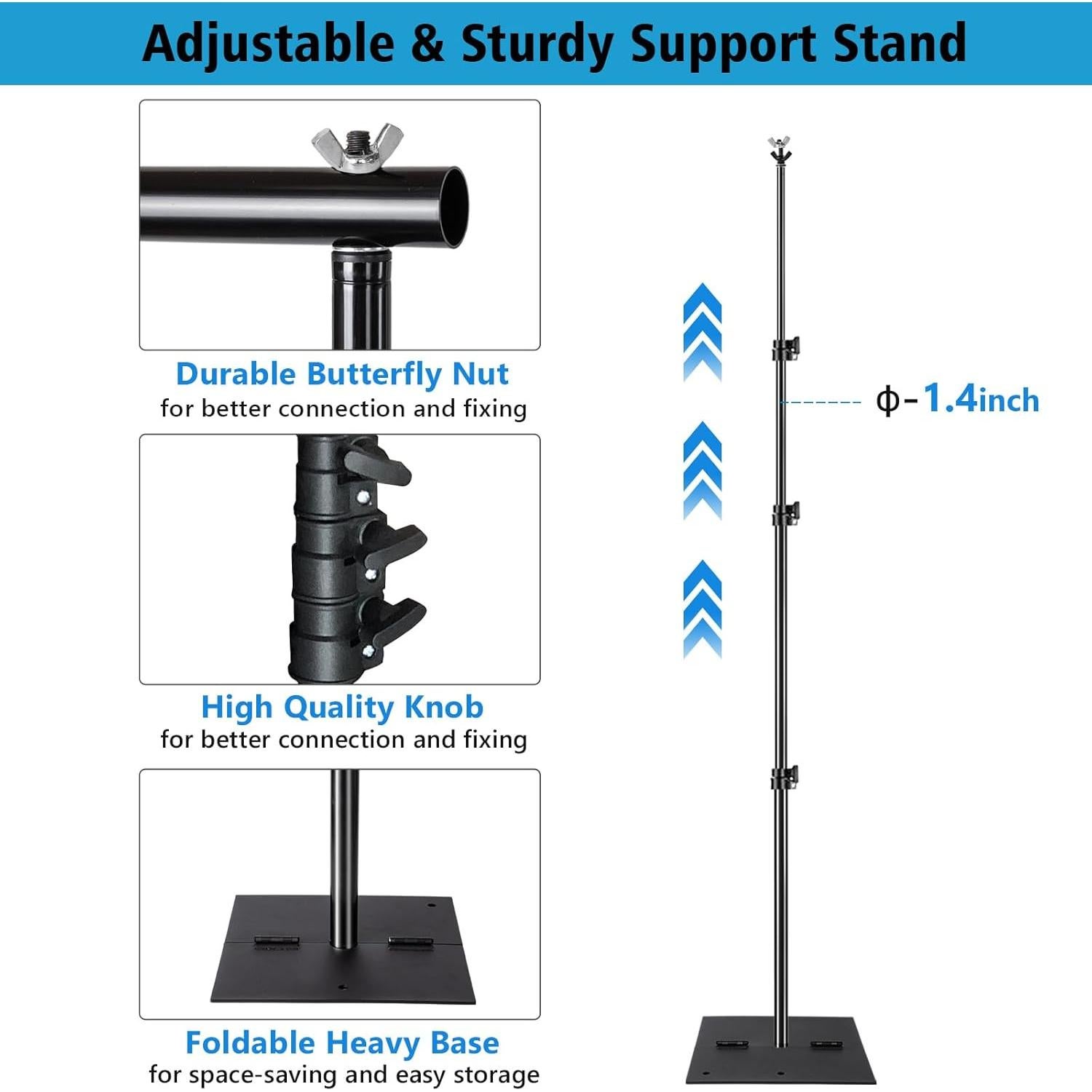 Soporte de Fondo Ajustable SLOW DOLPHIN 3x2.6m con Base de Acero