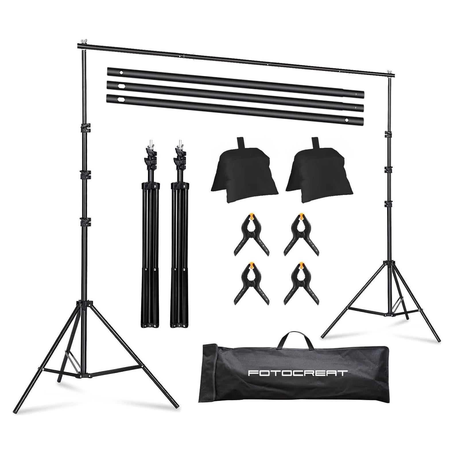 Soporte de Fondo Ajustable FOTOCREAT 2x2m con Accesorios